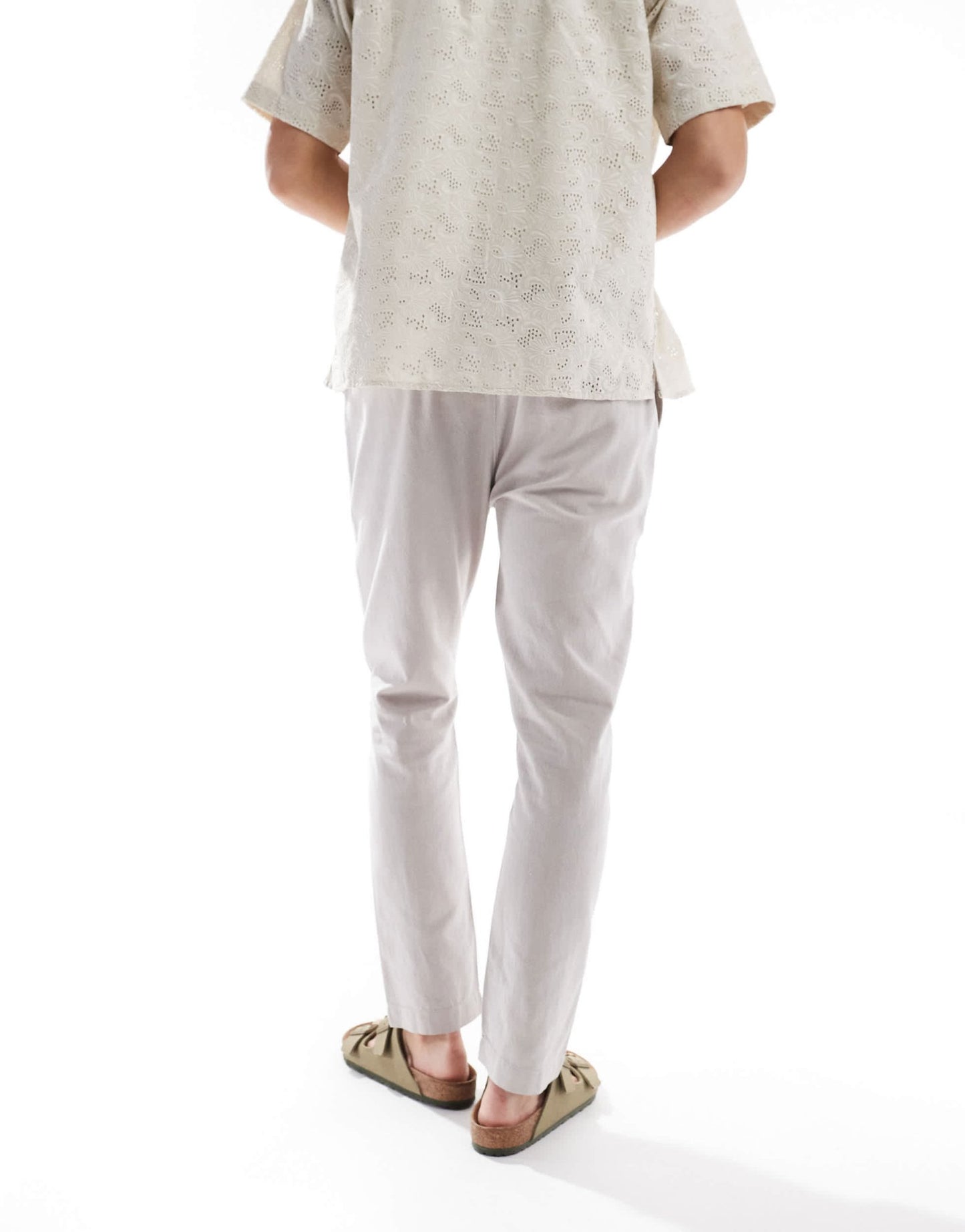 French Connection drawstring linen trousers in stone - ASOS Sample Sale