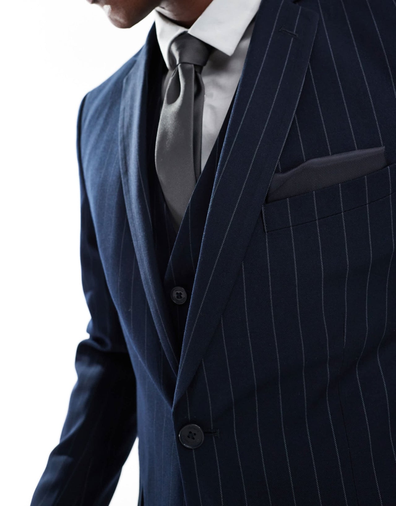 French Connection formal suit jacket co - ord in navy stripe - ASOS Sample Sale