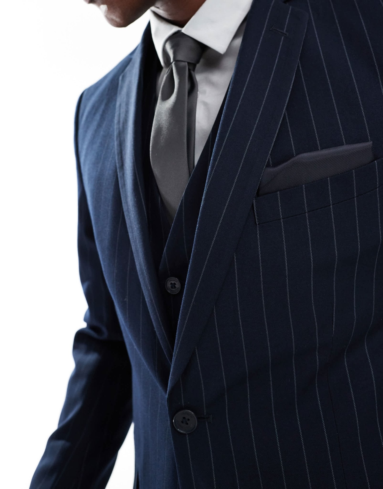 French Connection formal suit jacket co - ord in navy stripe - ASOS Sample Sale