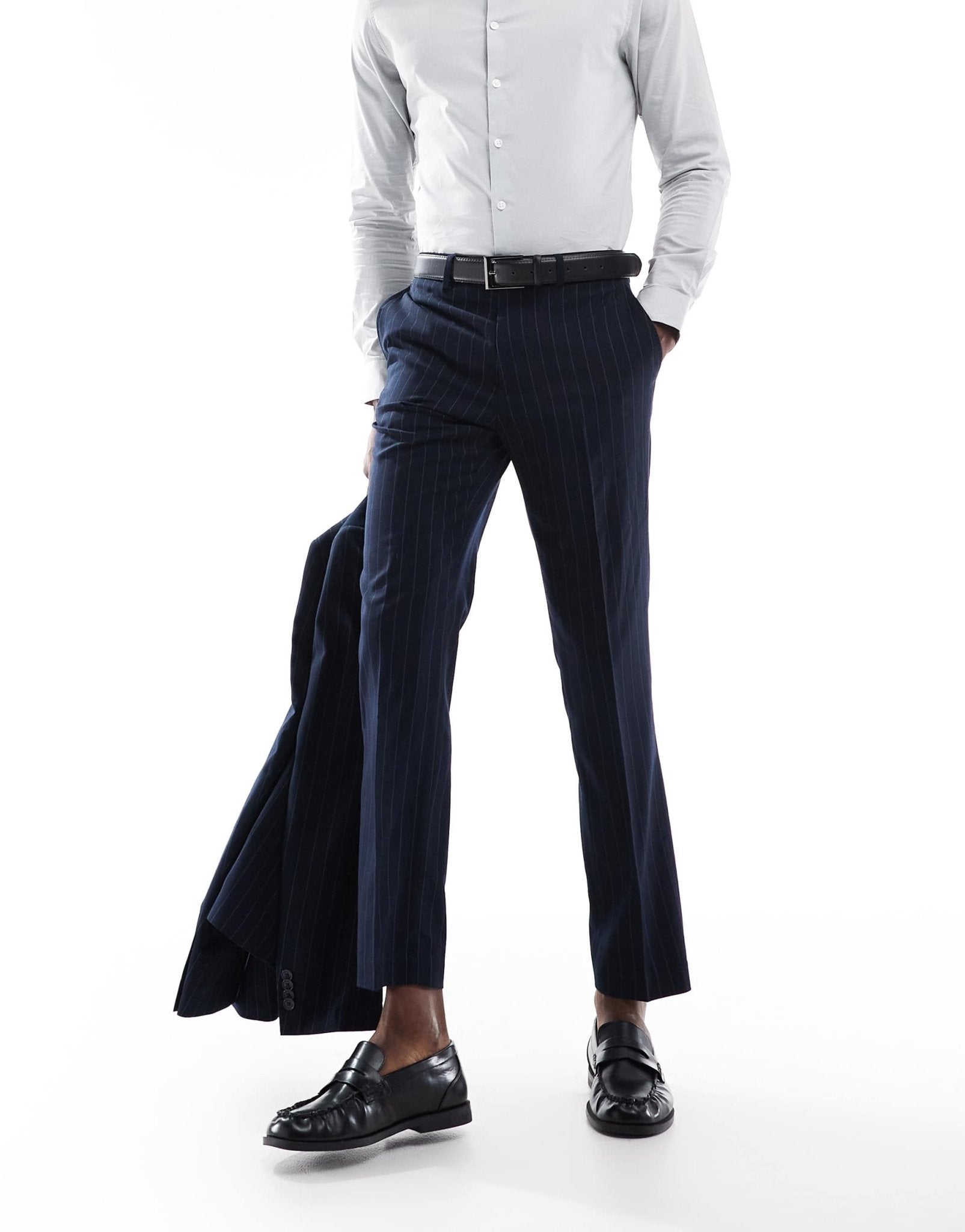 French Connection formal suit trousers co - ord in navy stripe - ASOS Sample Sale