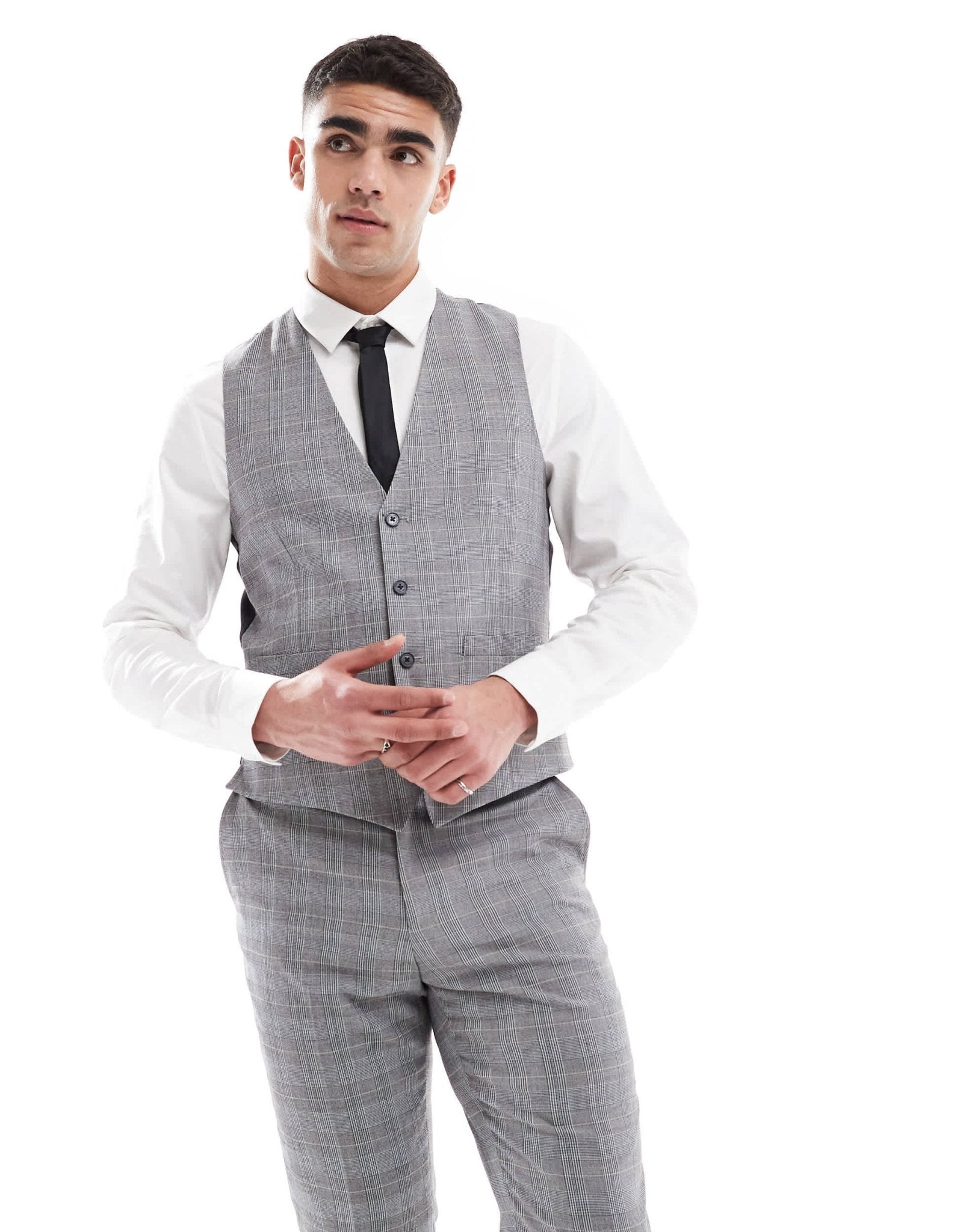 French Connection formal suit waistcoat co - ord in grey check - ASOS Sample Sale