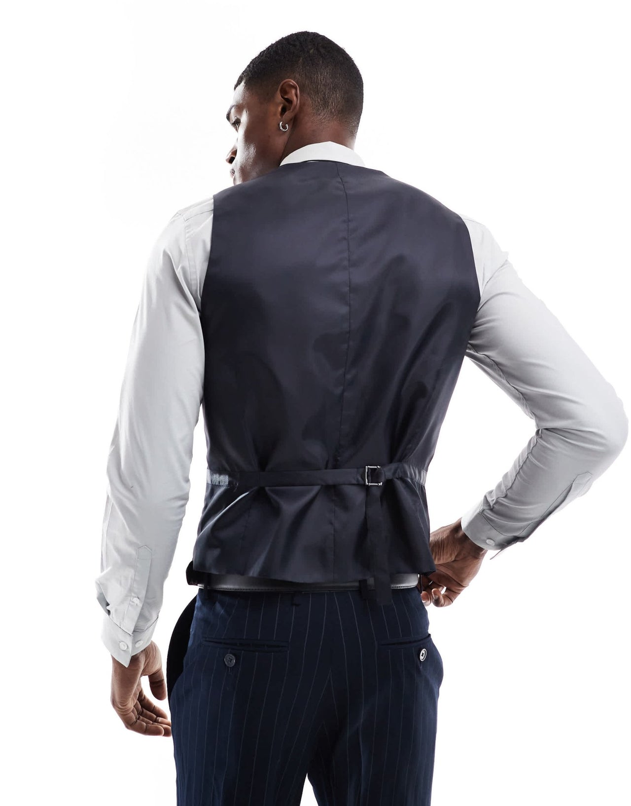 French Connection formal suit waistcoat co - ord in navy stripe - ASOS Sample Sale