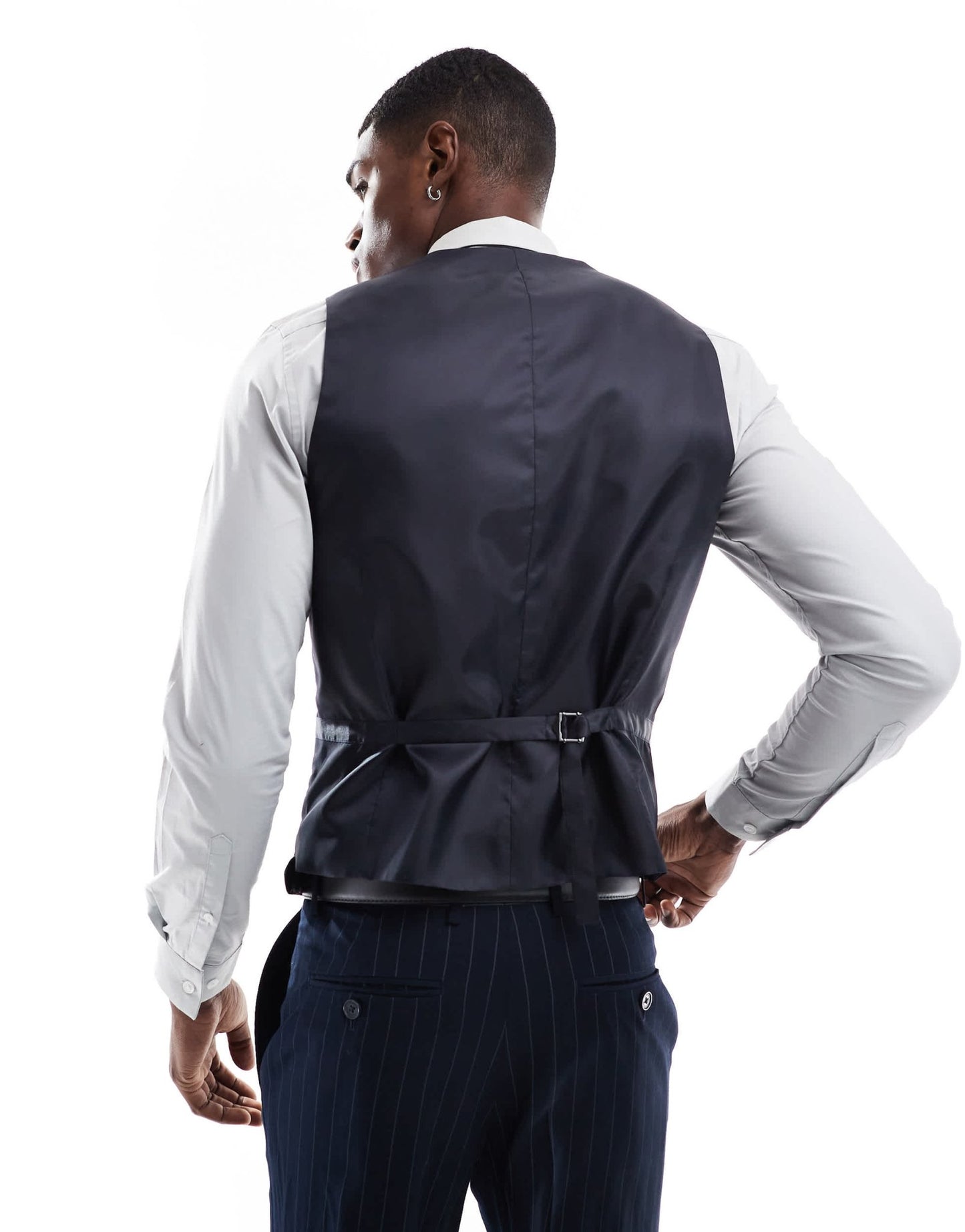 French Connection formal suit waistcoat co - ord in navy stripe - ASOS Sample Sale