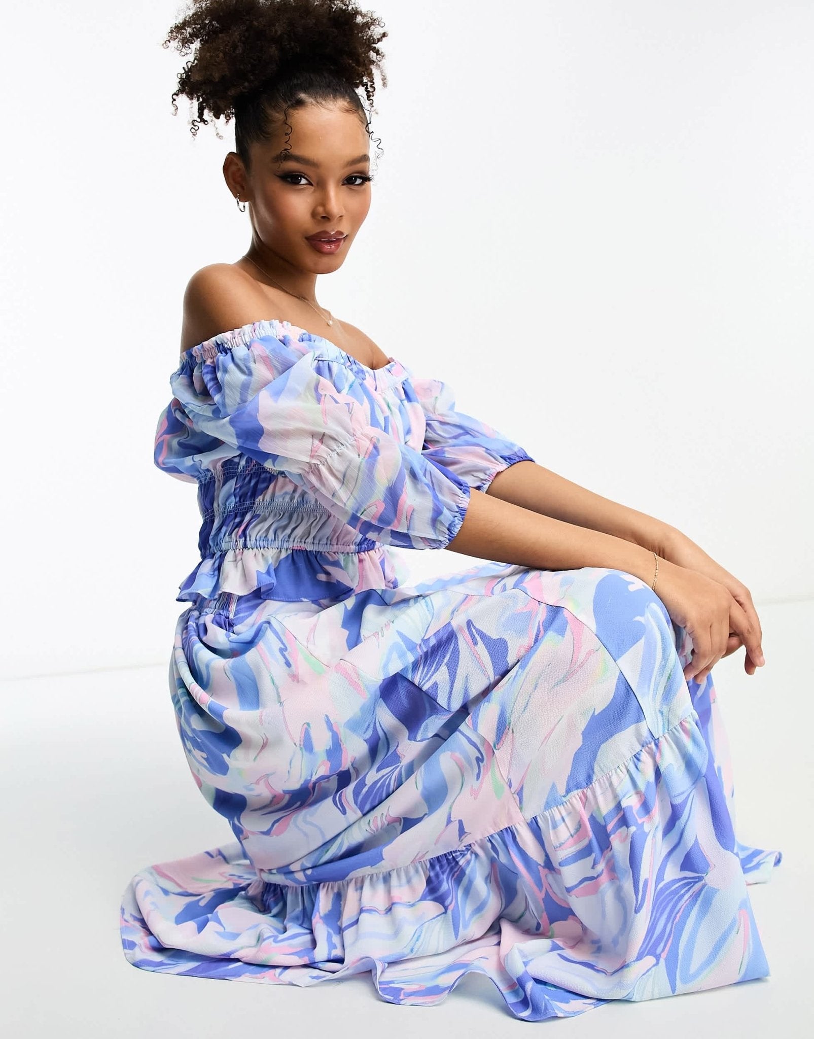 French Connection gathered mesh crop top in marble co - ord - ASOS Sample Sale
