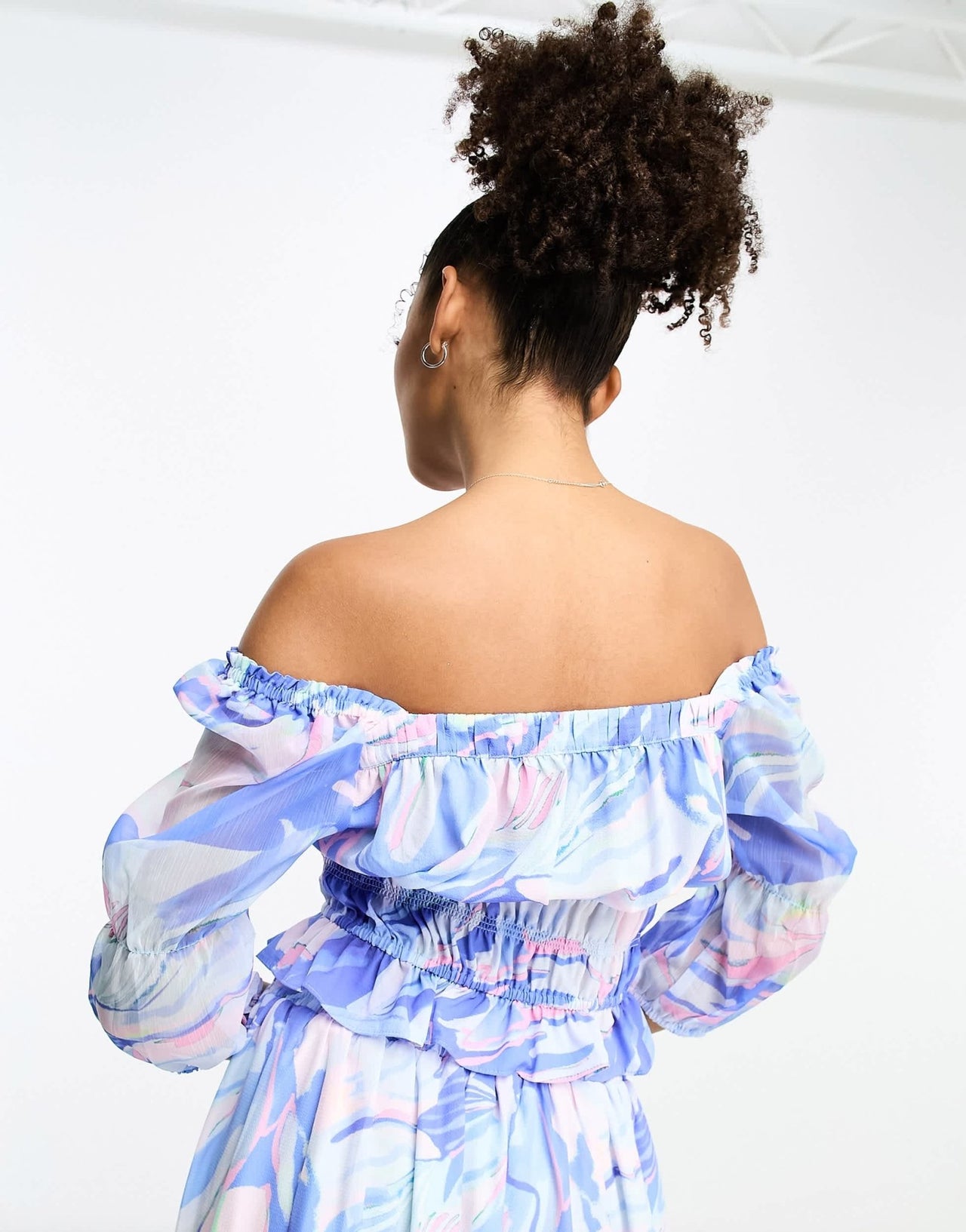 French Connection gathered mesh crop top in marble co - ord - ASOS Sample Sale