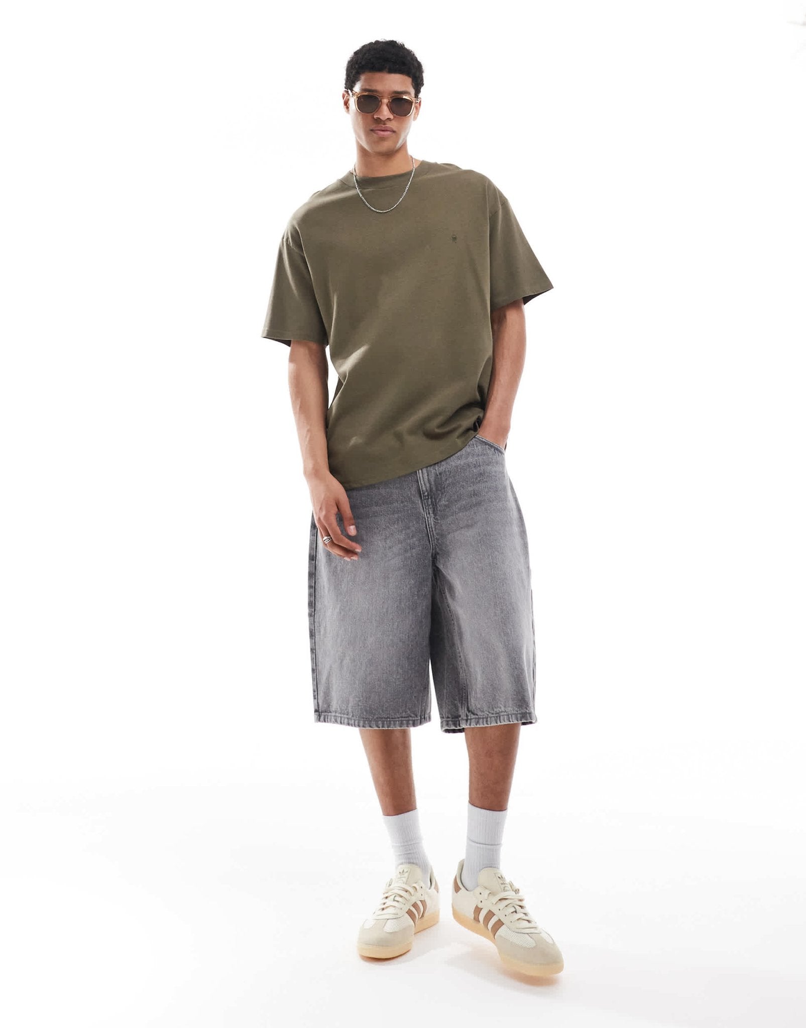 French Connection heavyweight crew neck t-shirt in khaki - ASOS Sample Sale