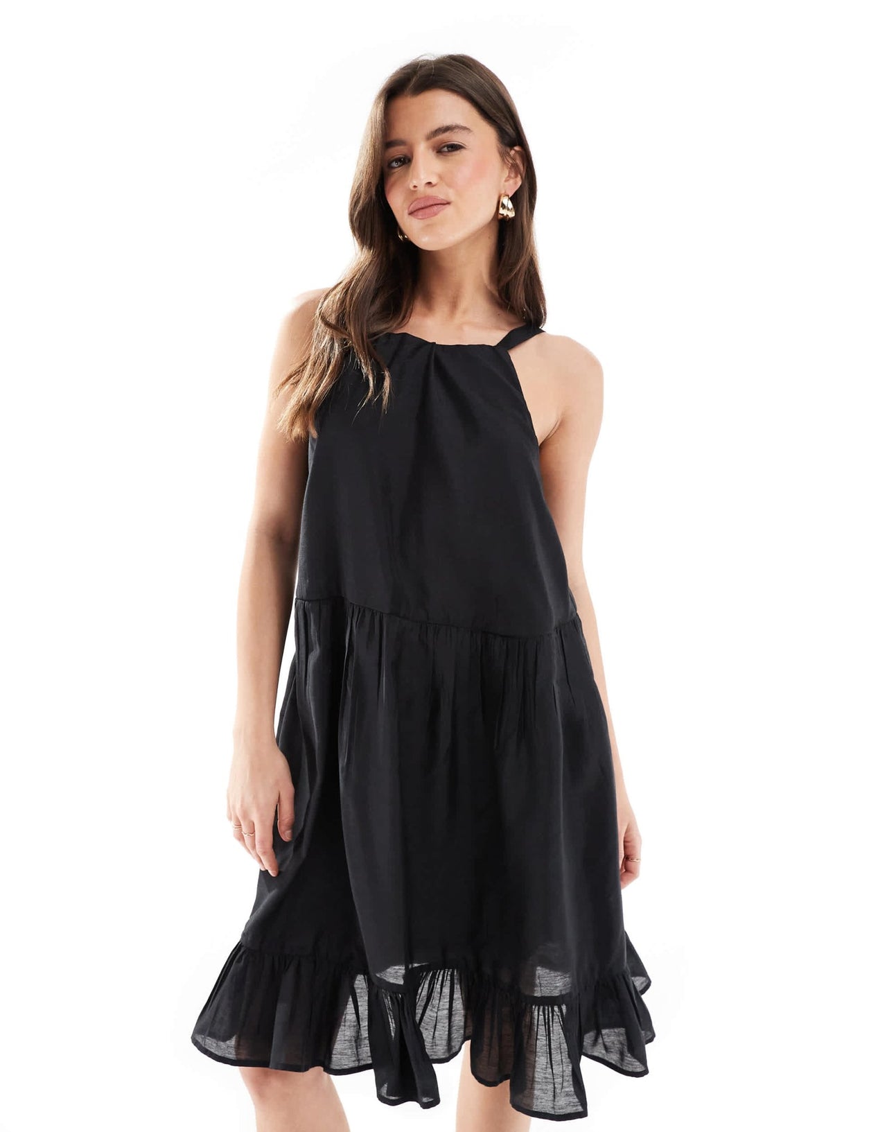 French Connection Hollan mini dress with bow back in black - ASOS Sample Sale