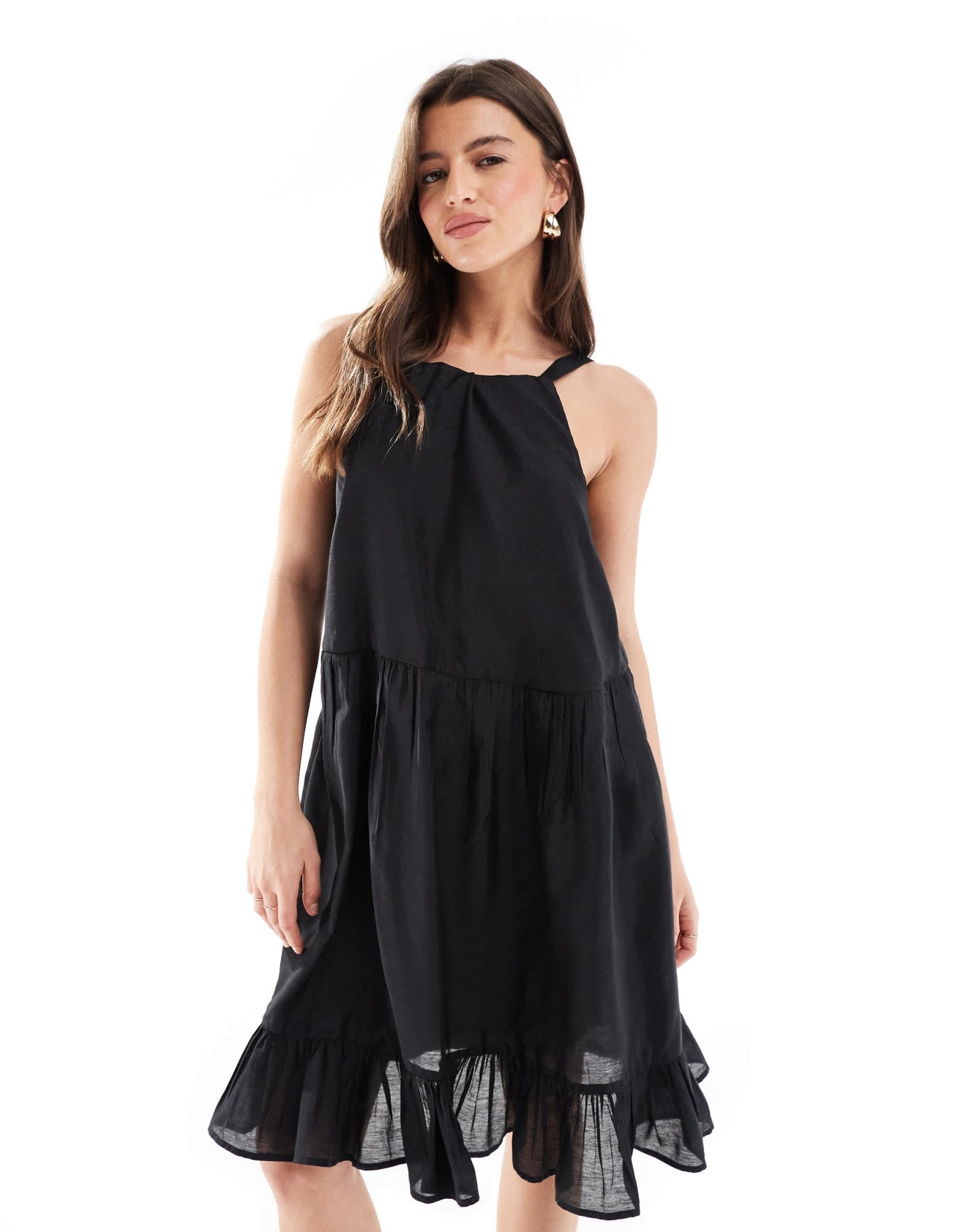 French Connection Hollan mini dress with bow back in black - ASOS Sample Sale