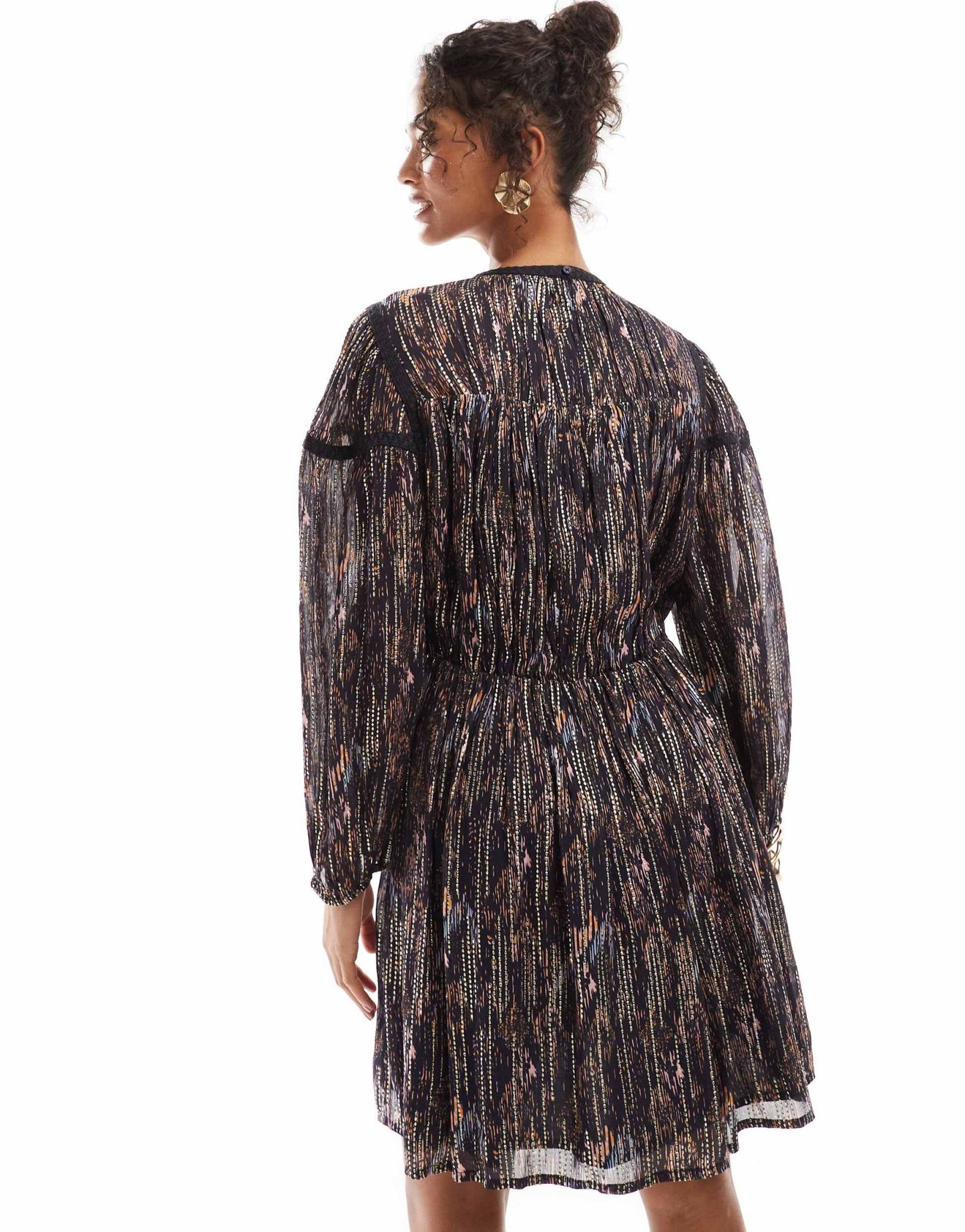 French Connection jacquard mini skater dress in navy print with glitter - ASOS Sample Sale