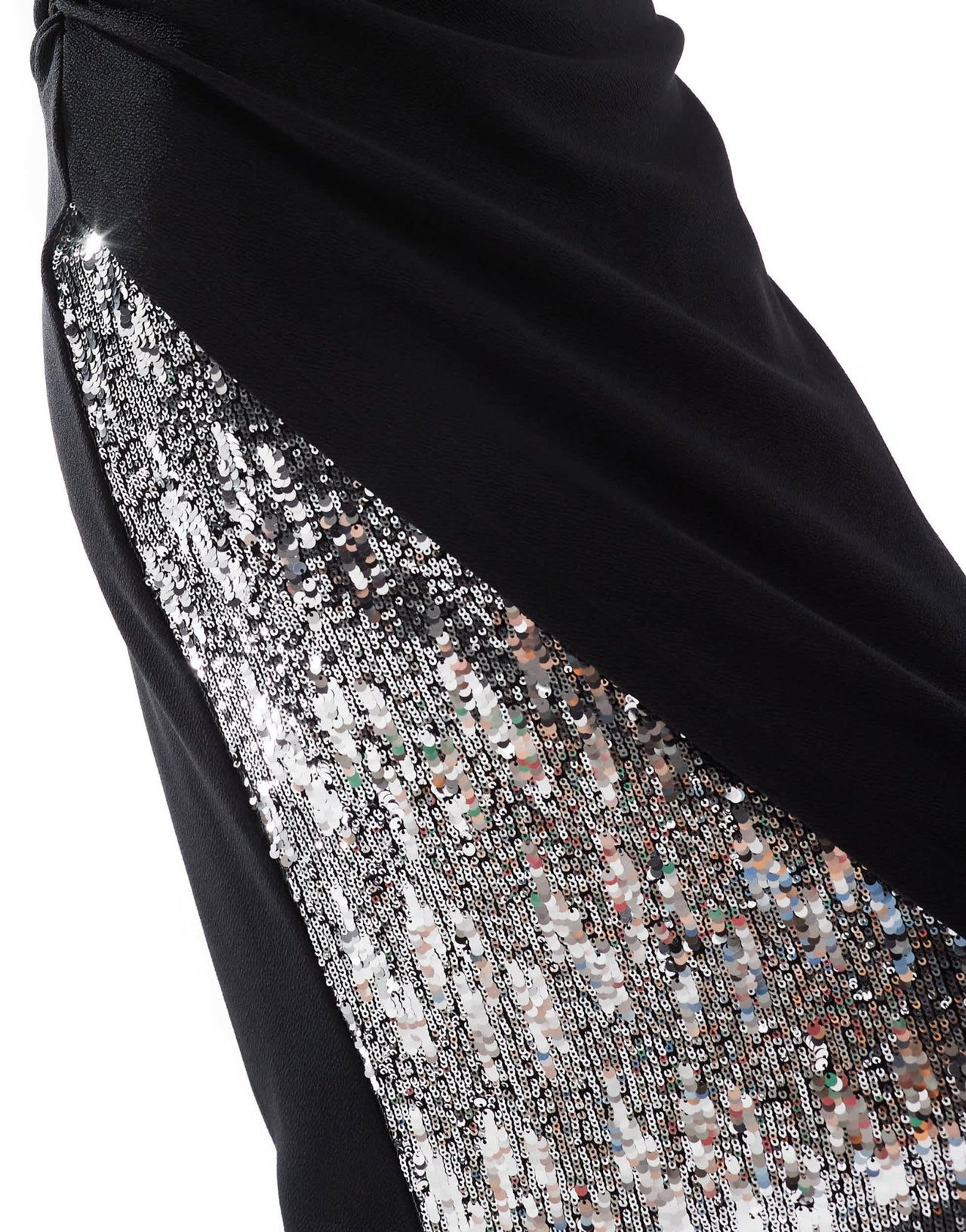 French Connection jersey midi dress with sequin insert in silver - ASOS Sample Sale