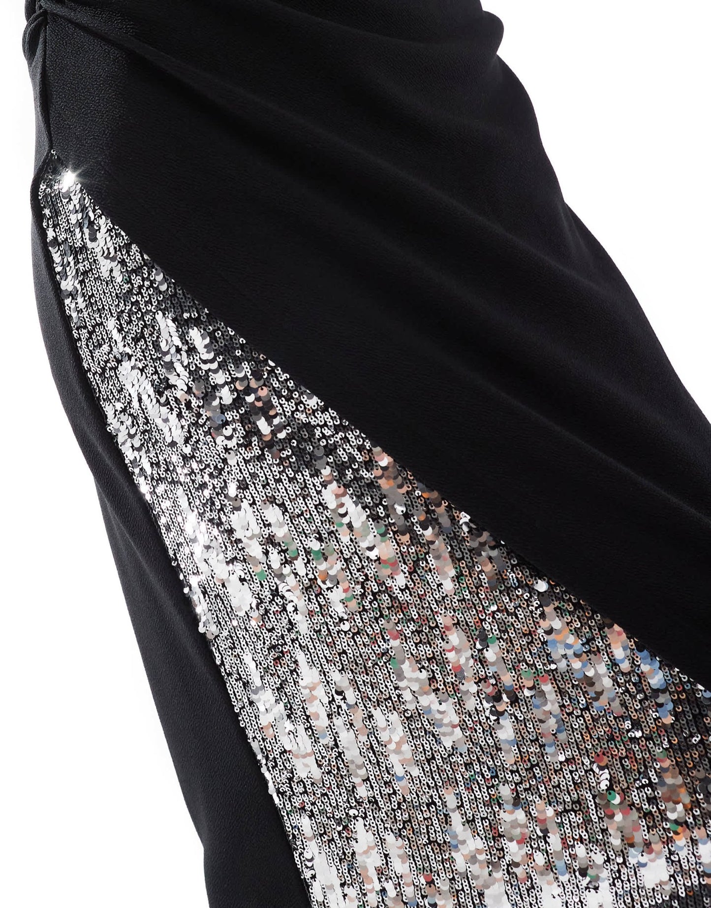 French Connection jersey midi dress with sequin insert in silver - ASOS Sample Sale