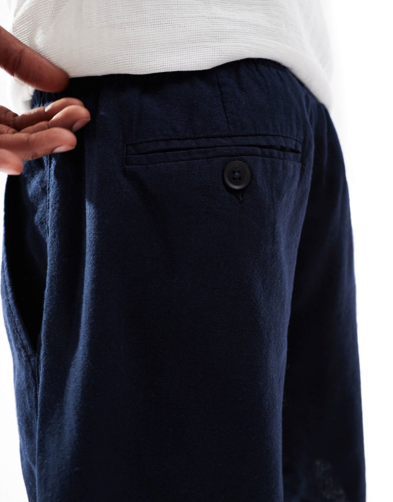 French Connection linen drawstring shorts in navy - ASOS Sample Sale