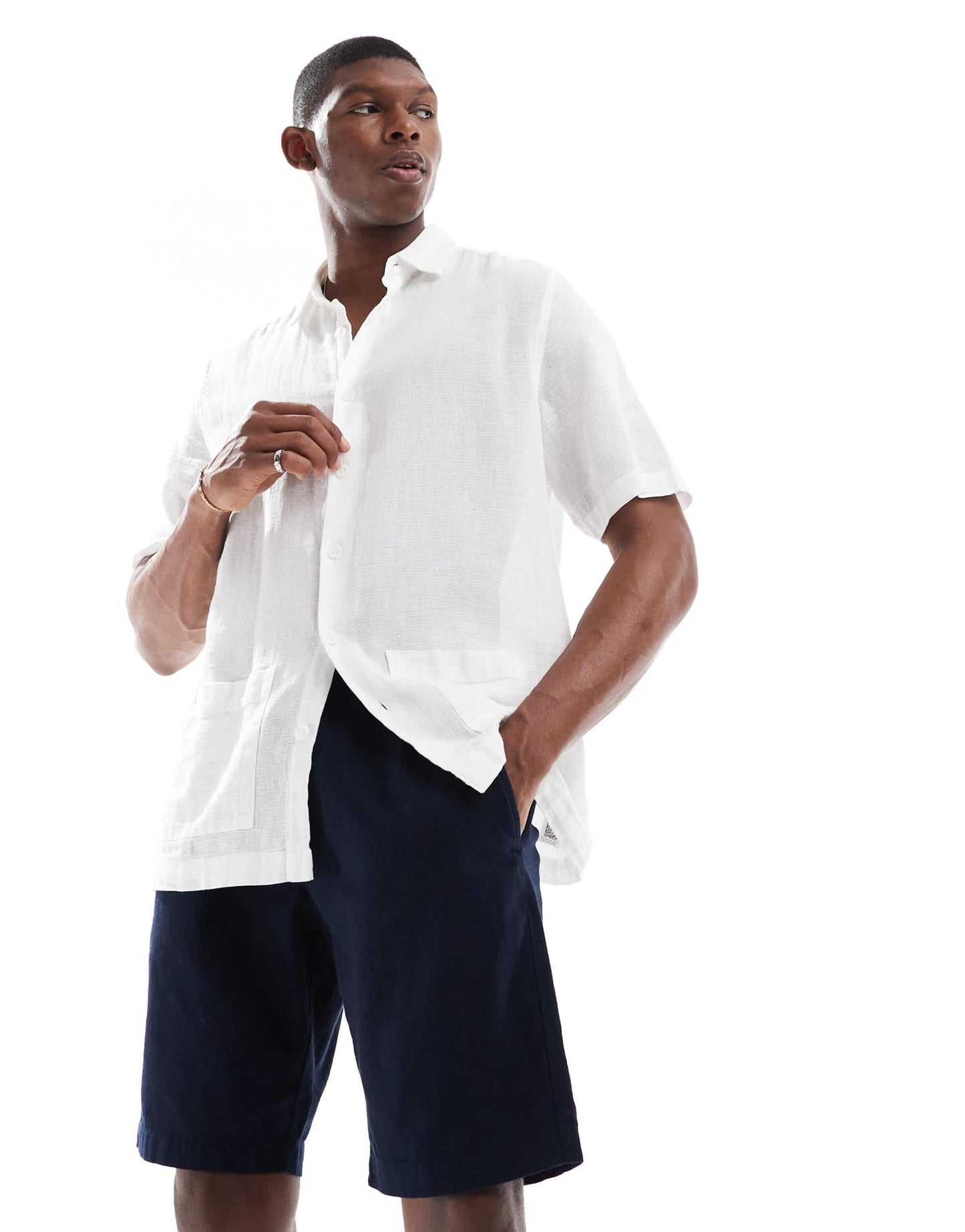 French Connection linen drawstring shorts in navy - ASOS Sample Sale