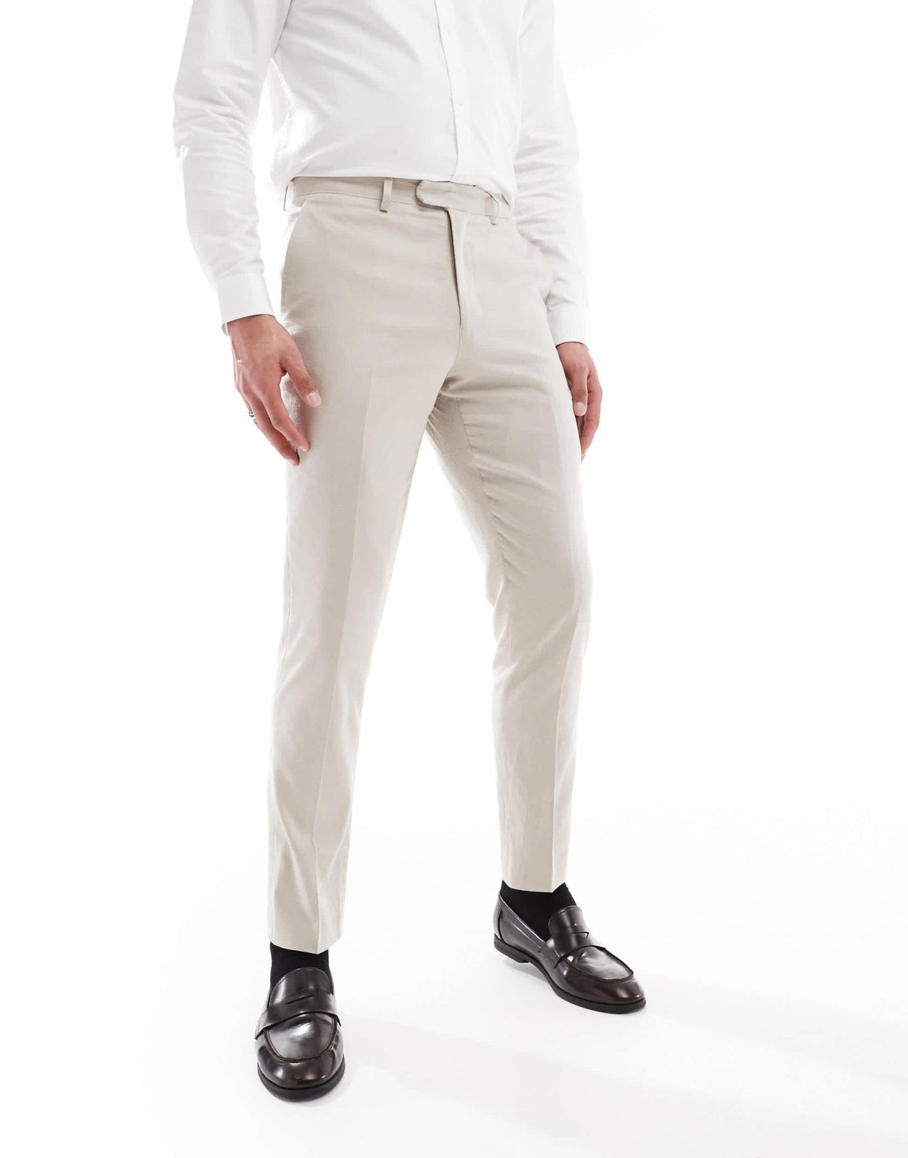 French Connection linen formal suit trousers co-ord in stone - ASOS Sample Sale