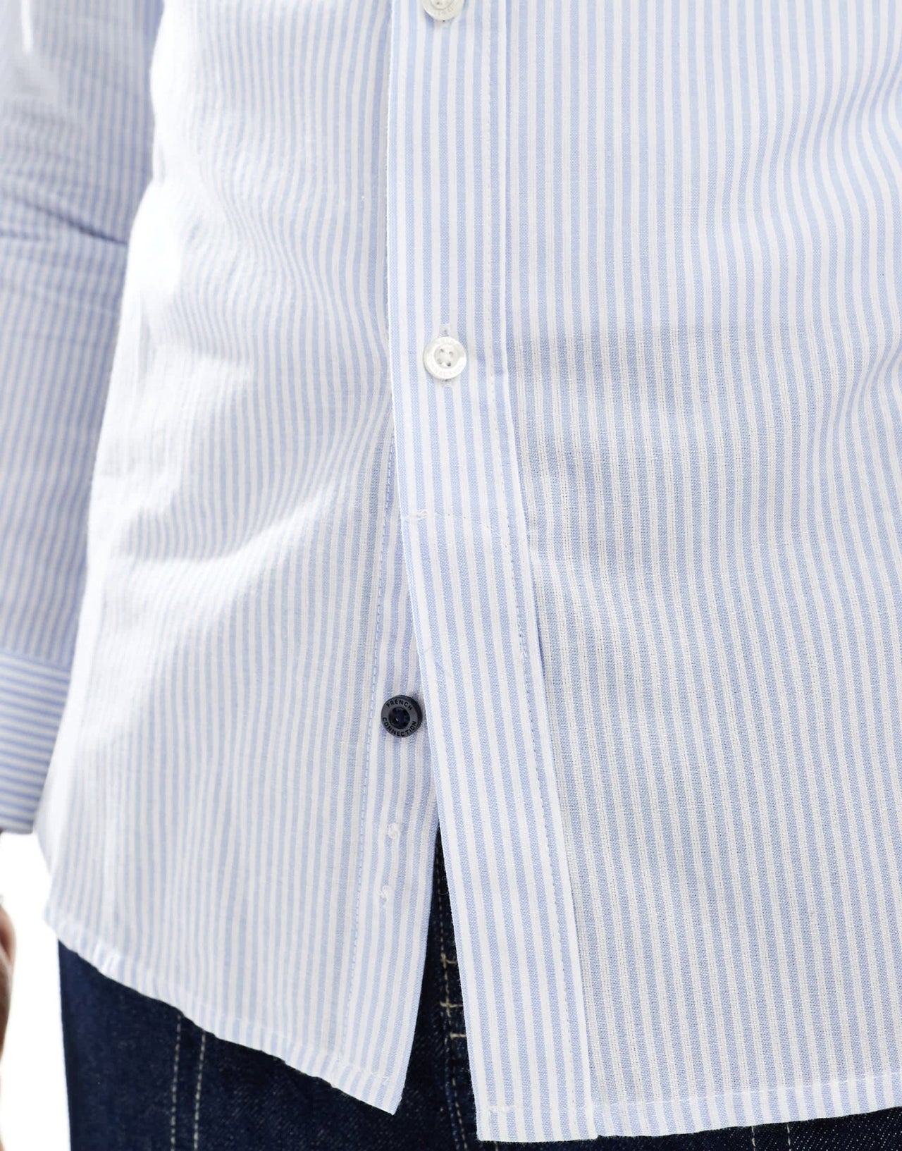 French Connection long sleeve pocket shirt in sky blue stripe - ASOS Sample Sale