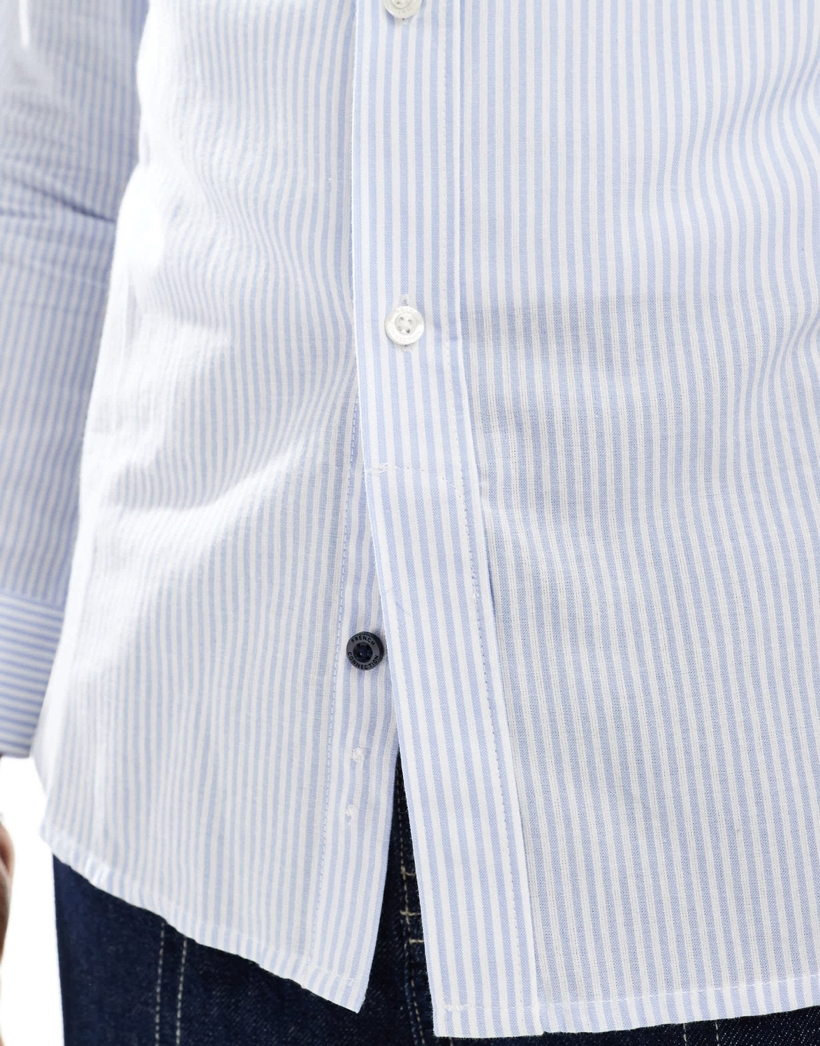French Connection long sleeve pocket shirt in sky blue stripe - ASOS Sample Sale