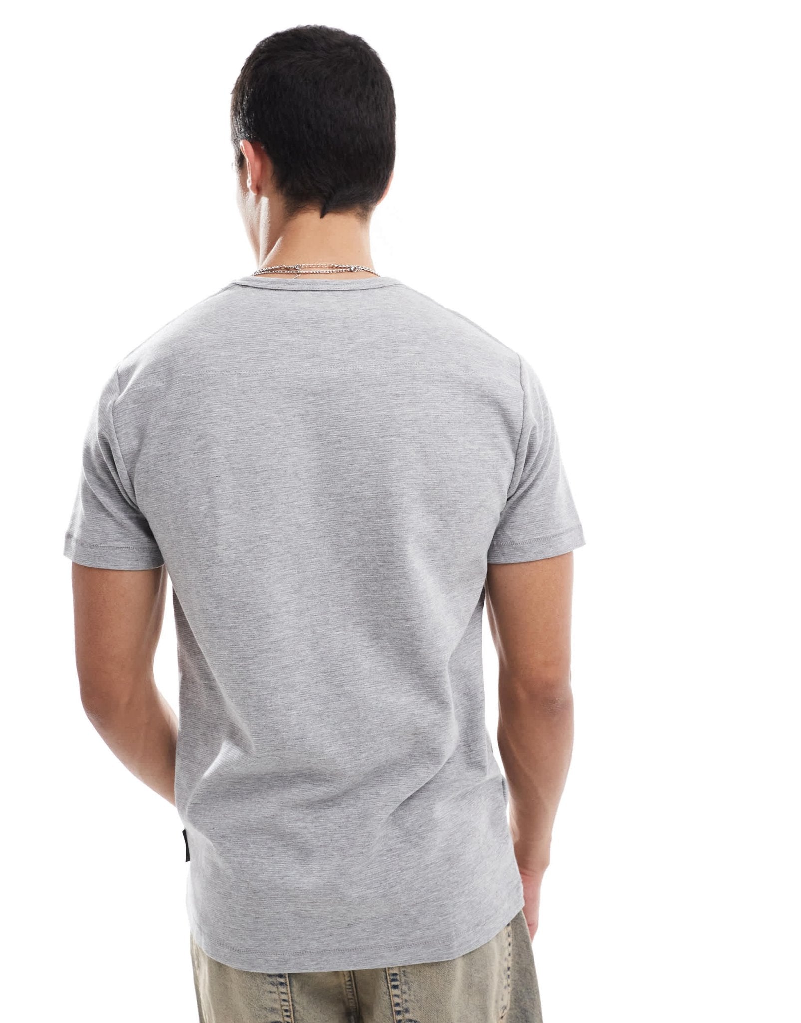 French Connection micro ottoman t-shirt in light grey melange - ASOS Sample Sale