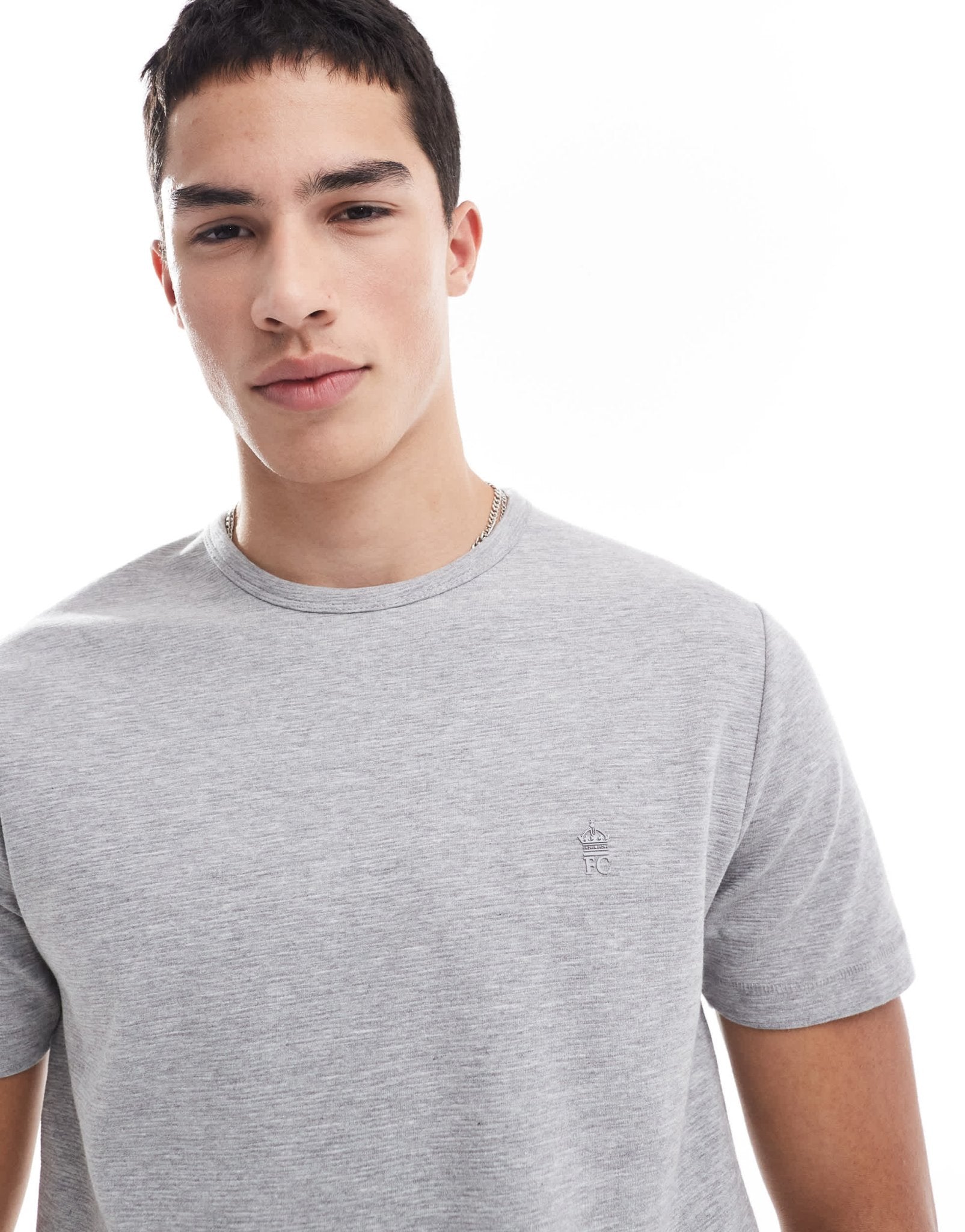 French Connection micro ottoman t-shirt in light grey melange - ASOS Sample Sale