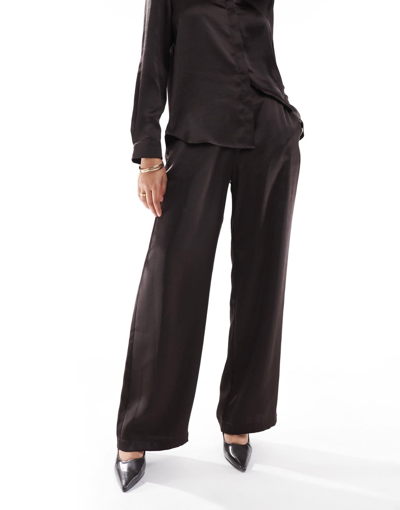 French Connection satin trouser in chocolate co - ord - ASOS Sample Sale