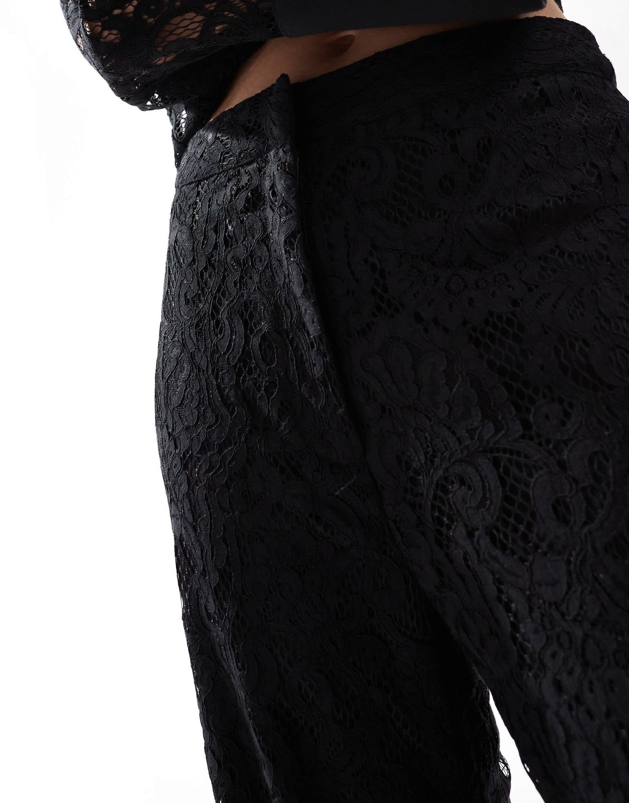 French Connection sheer lace trousers in black co - ord - ASOS Sample Sale