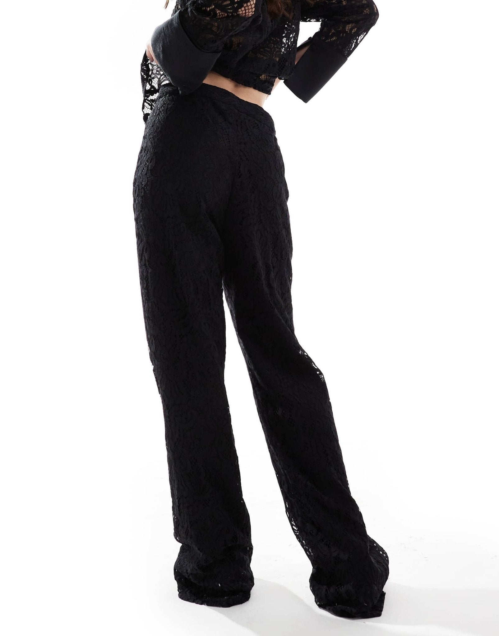 French Connection sheer lace trousers in black co - ord - ASOS Sample Sale