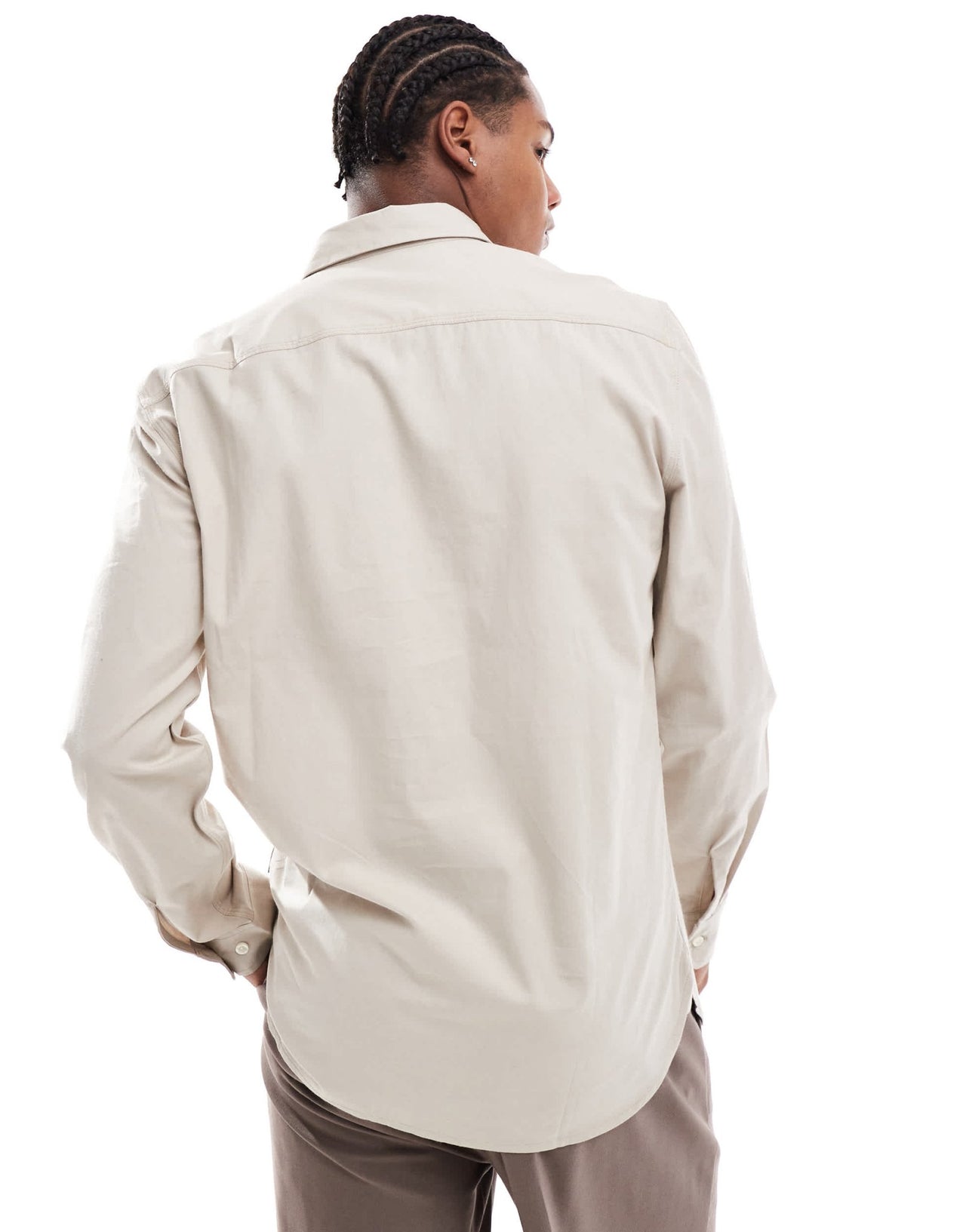French Connection shirt with double breast pockets in stone - ASOS Sample Sale