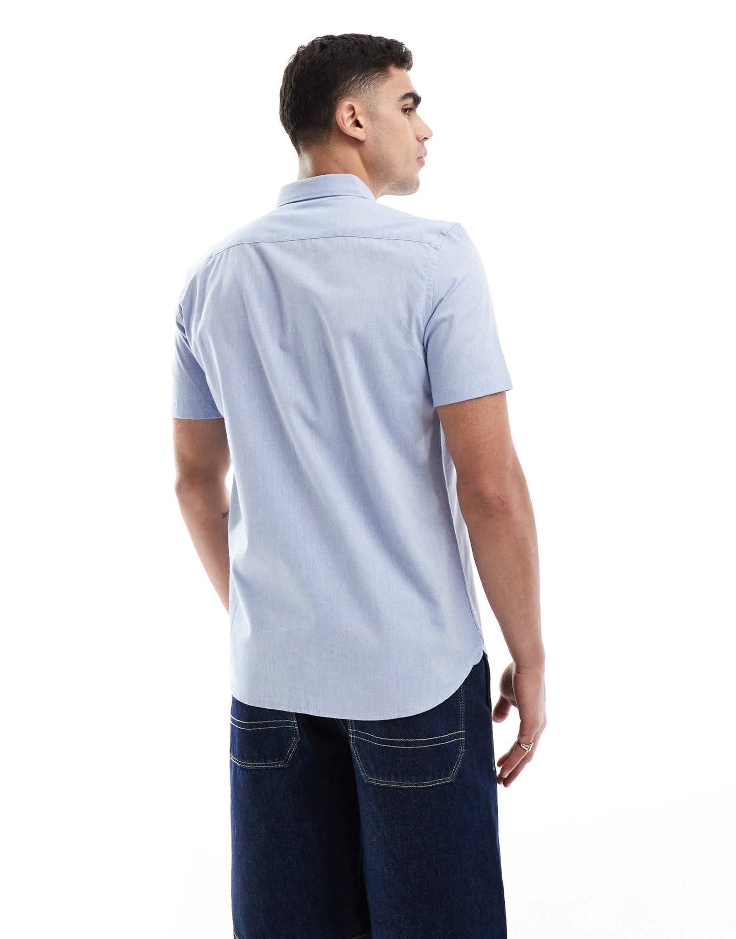 French Connection short sleeve logo shirt in sky blue - ASOS Sample Sale