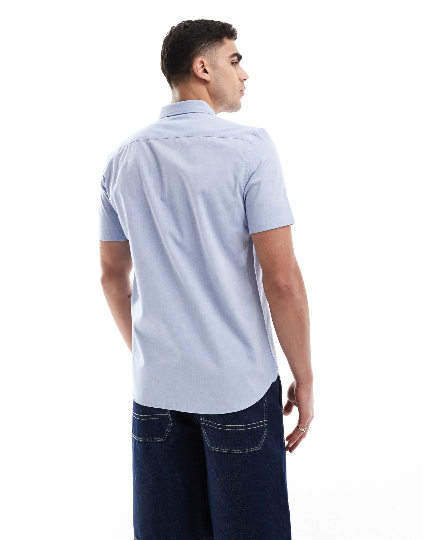 French Connection short sleeve logo shirt in sky blue - ASOS Sample Sale