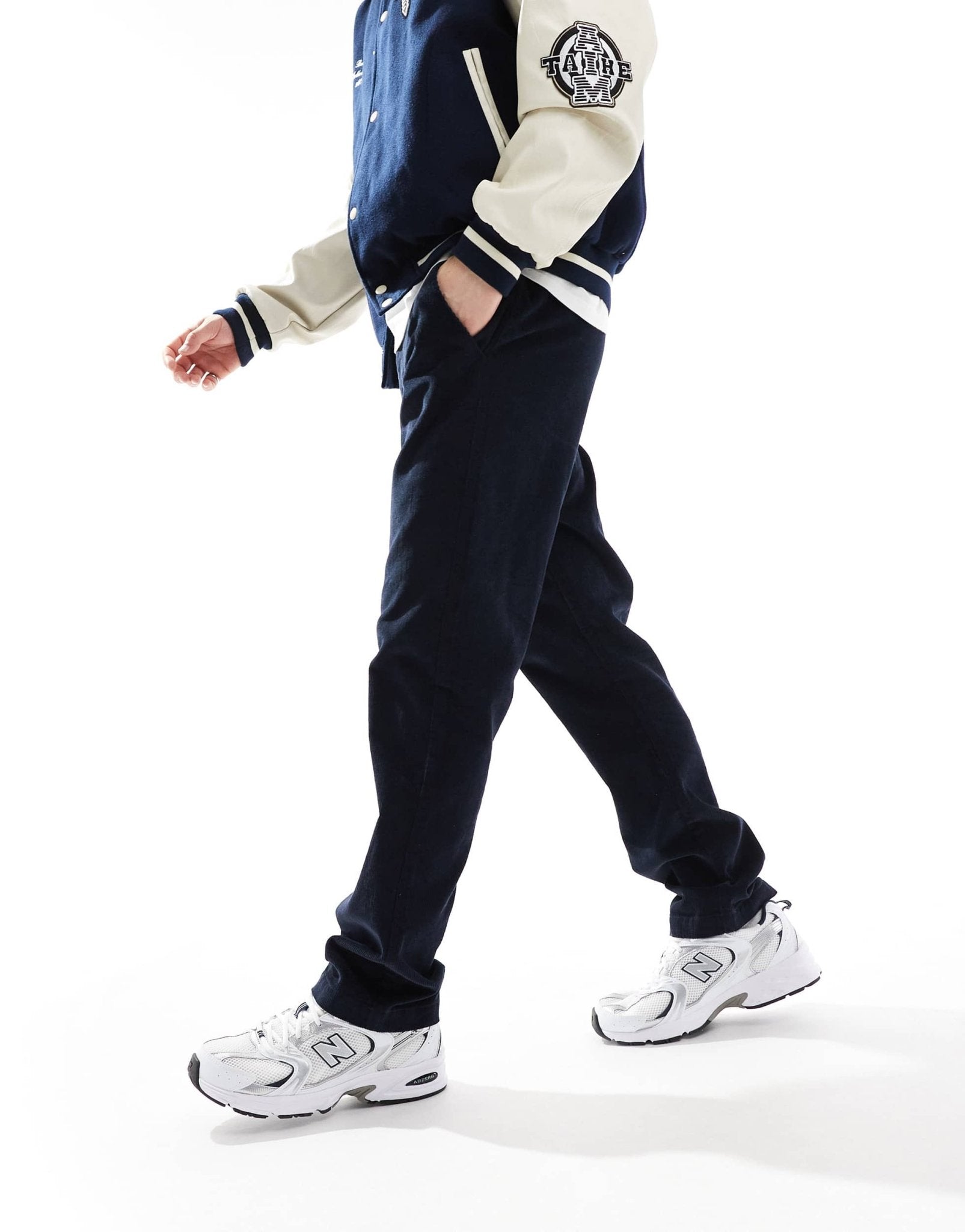 French Connection slim leg cord trousers in navy - ASOS Sample Sale