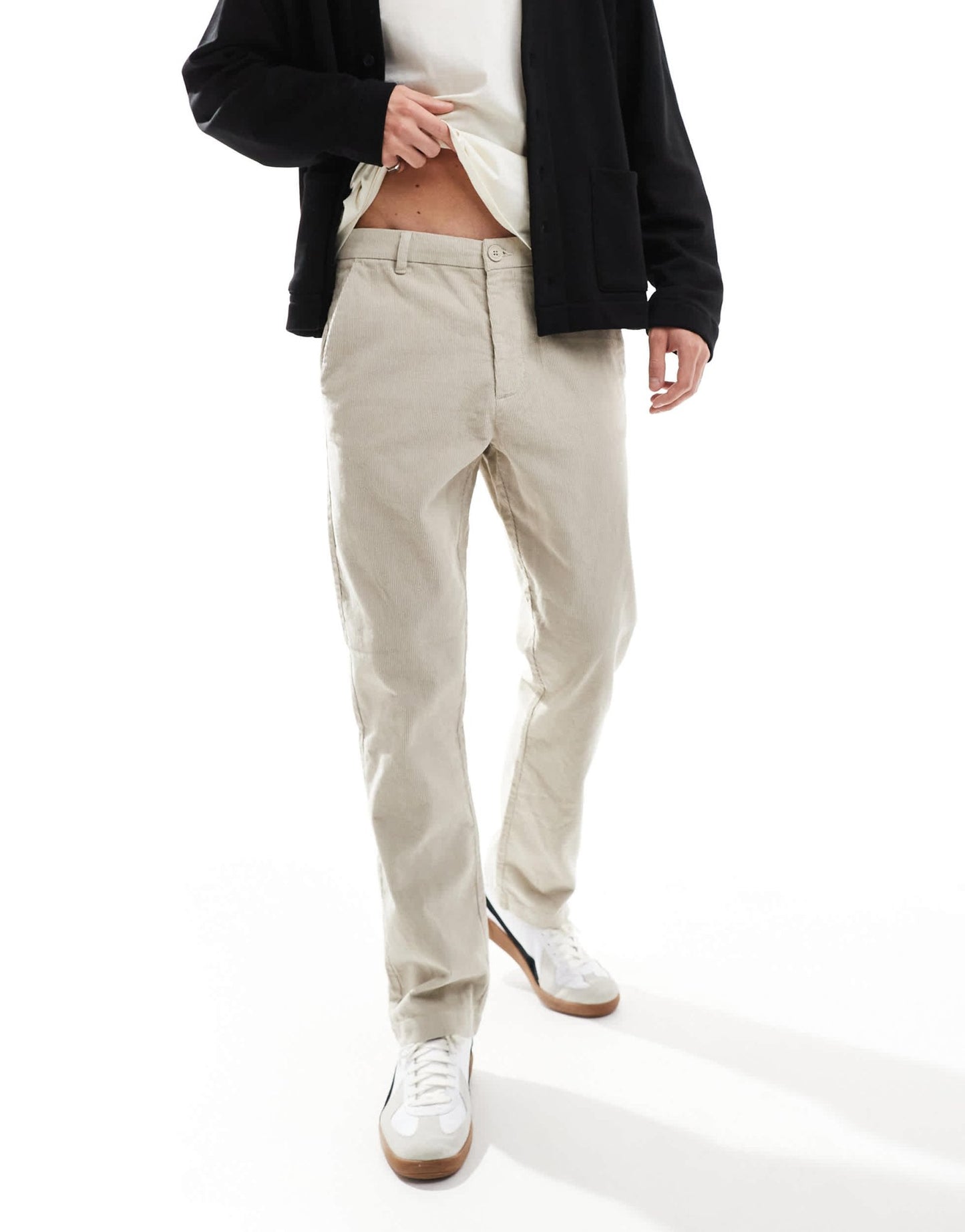 French Connection slim leg cord trousers in stone - ASOS Sample Sale