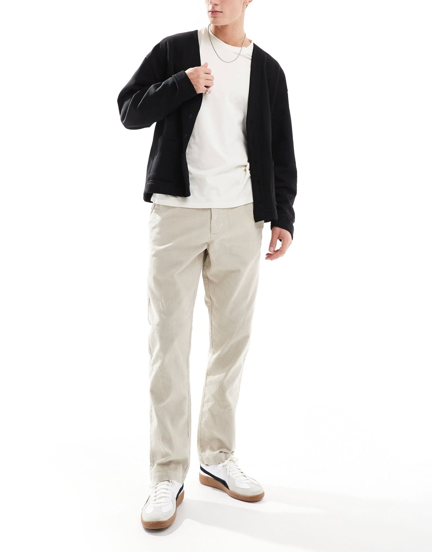 French Connection slim leg cord trousers in stone - ASOS Sample Sale
