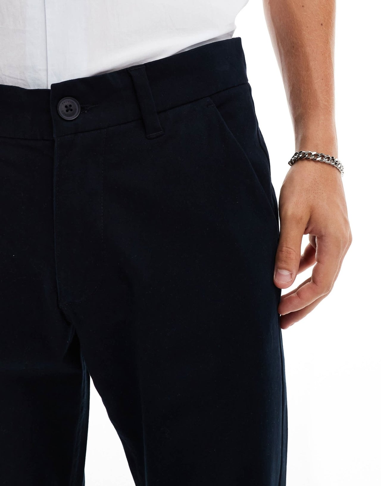 French Connection smart chino trousers in navy - ASOS Sample Sale