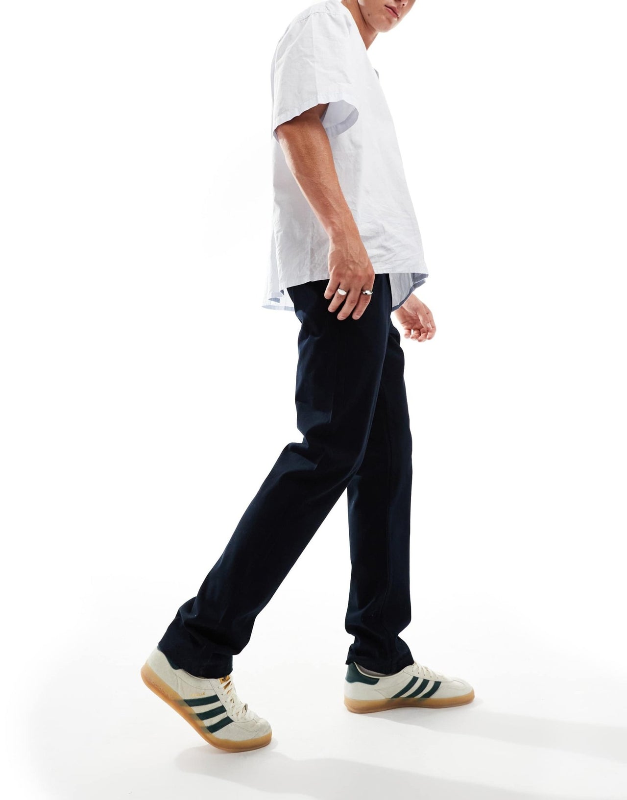 French Connection smart chino trousers in navy - ASOS Sample Sale