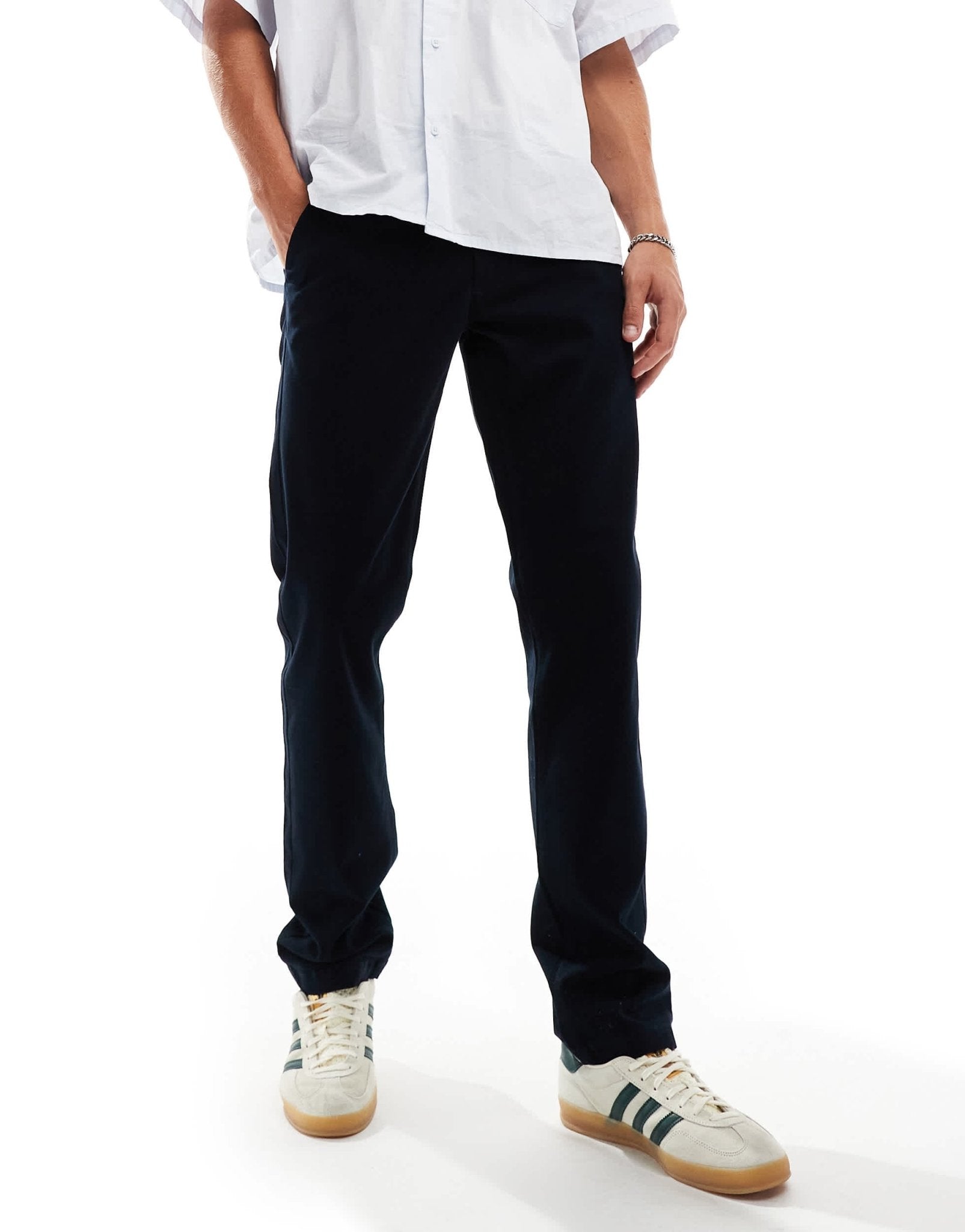 French Connection smart chino trousers in navy - ASOS Sample Sale