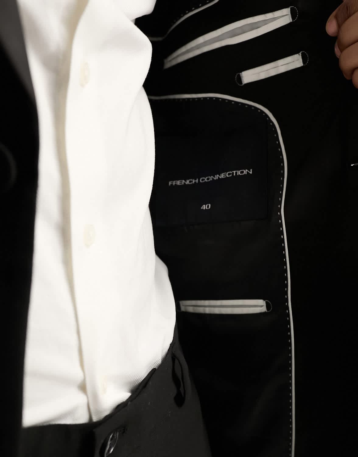 French Connection suit jacket in black with contrasting lapels - ASOS Sample Sale