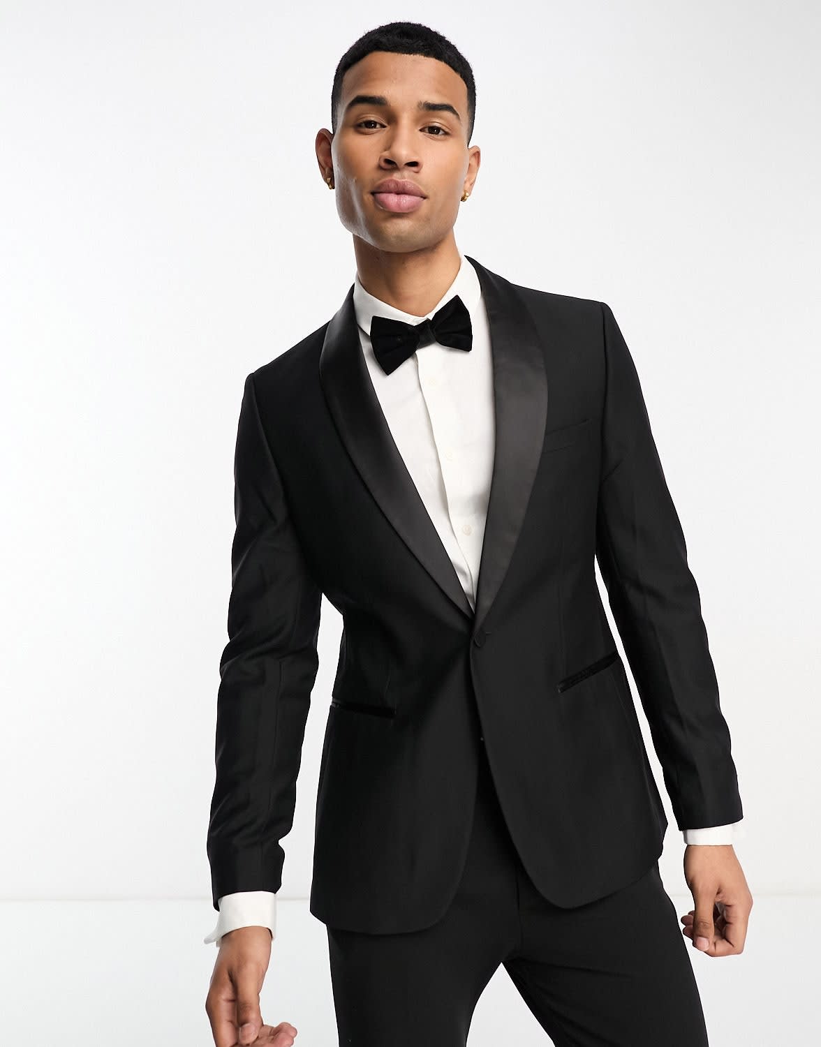 French Connection suit jacket in black with contrasting lapels - ASOS Sample Sale