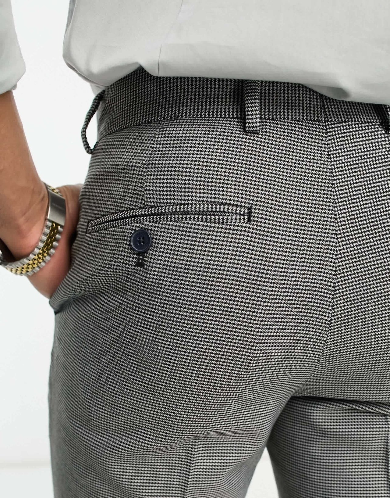 French Connection suit trousers in marine and grey check - ASOS Sample Sale