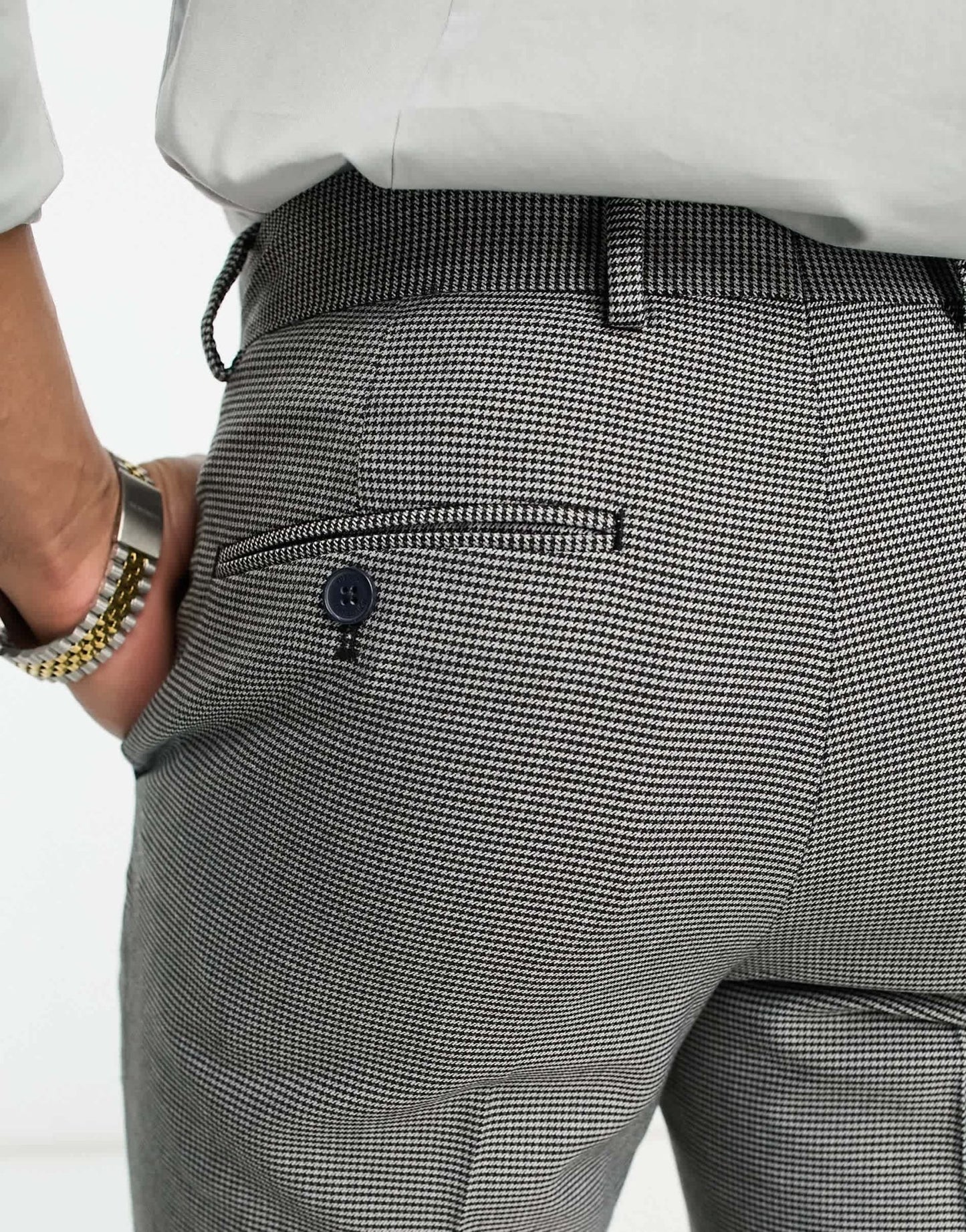 French Connection suit trousers in marine and grey check - ASOS Sample Sale