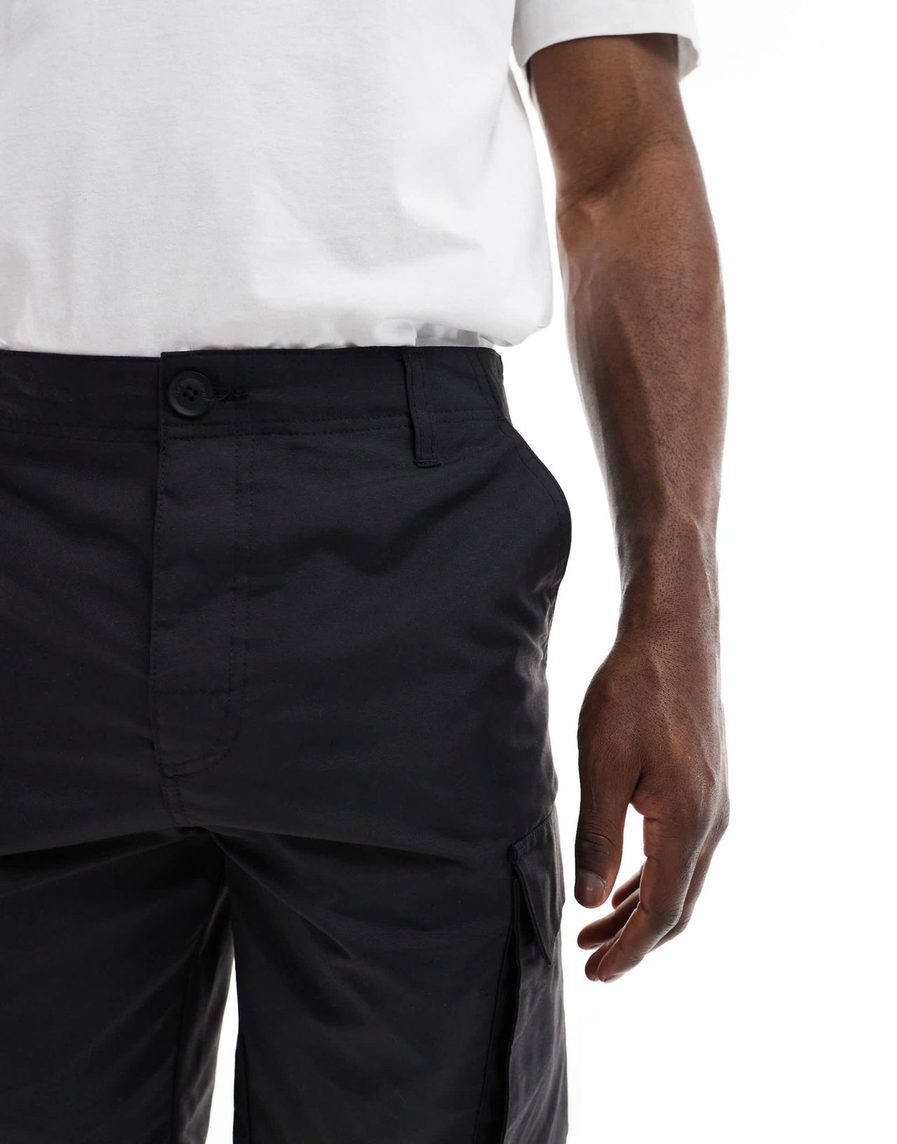 French Connection tech cargo pocket shorts in black - ASOS Sample Sale