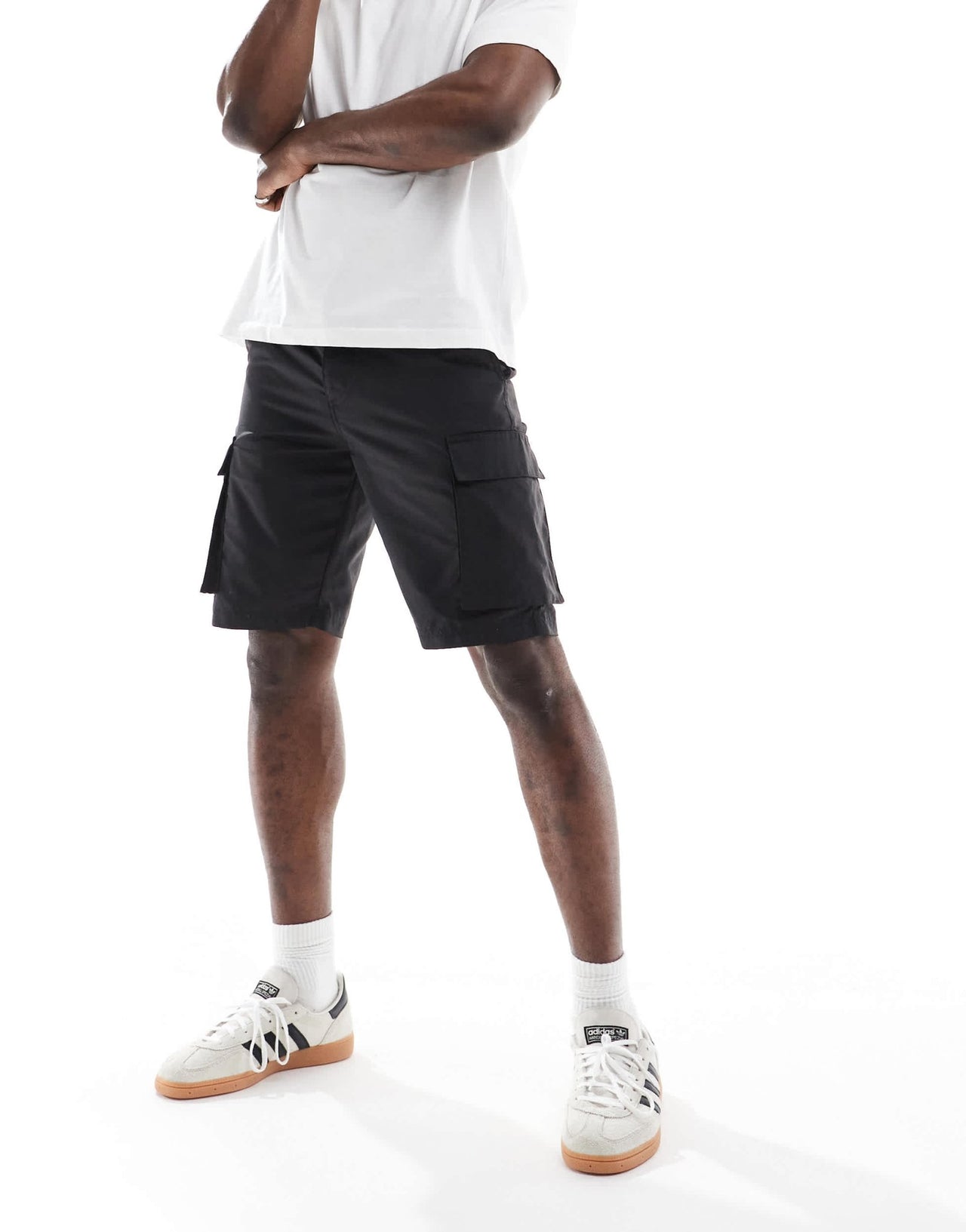 French Connection tech cargo pocket shorts in black - ASOS Sample Sale