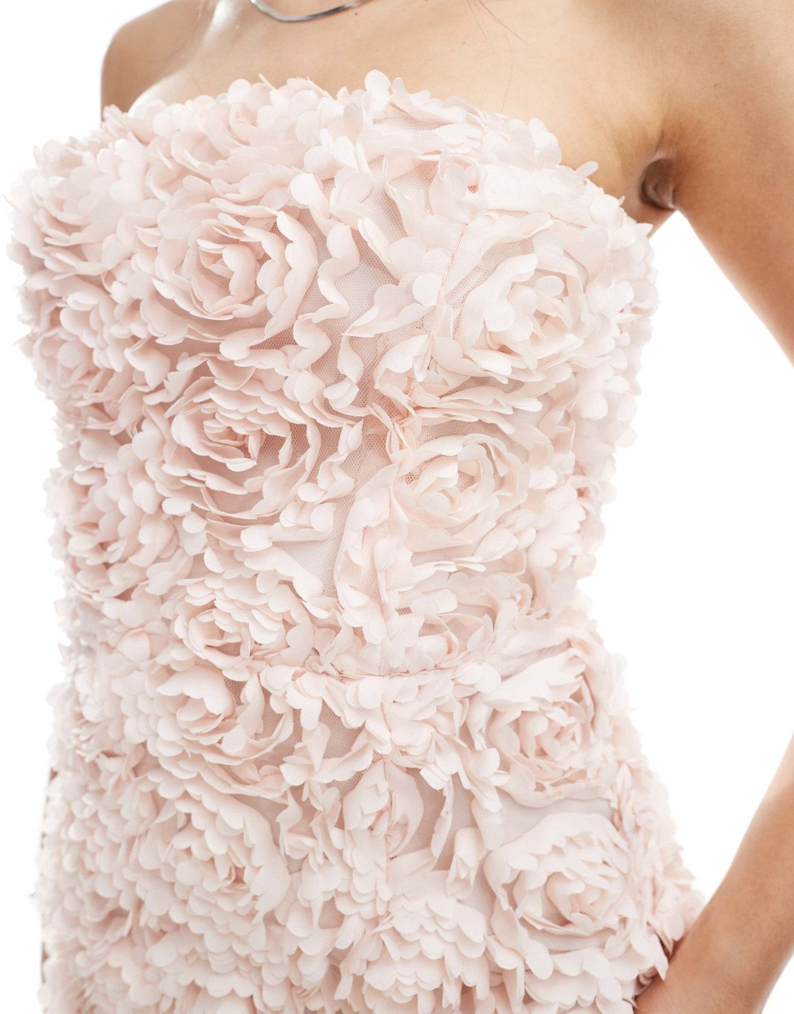 French Connection textured floral tube mini dress in blush pink - ASOS Sample Sale