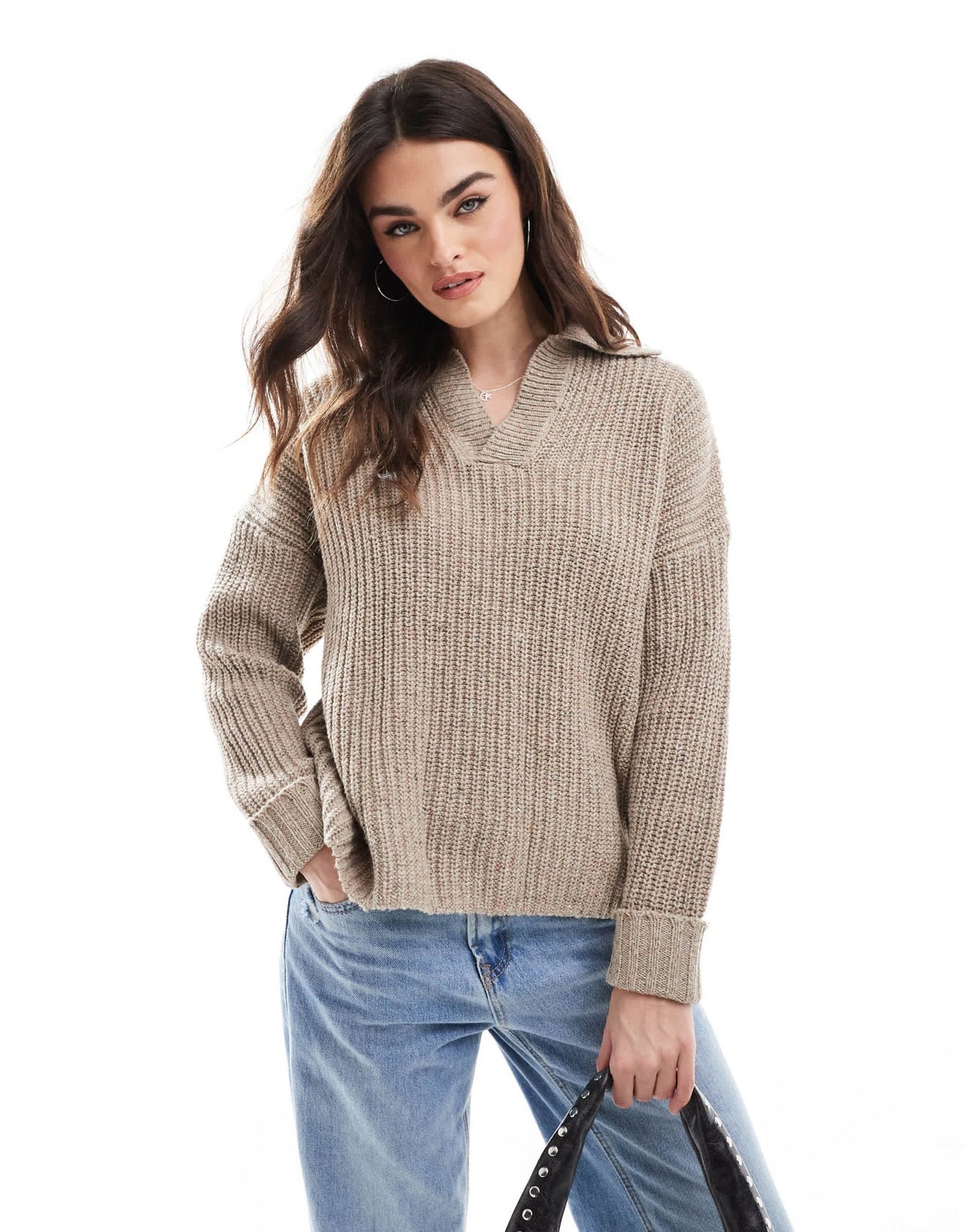G - Star heavyweight knitted v neck jumper in beige - ASOS Sample Sale