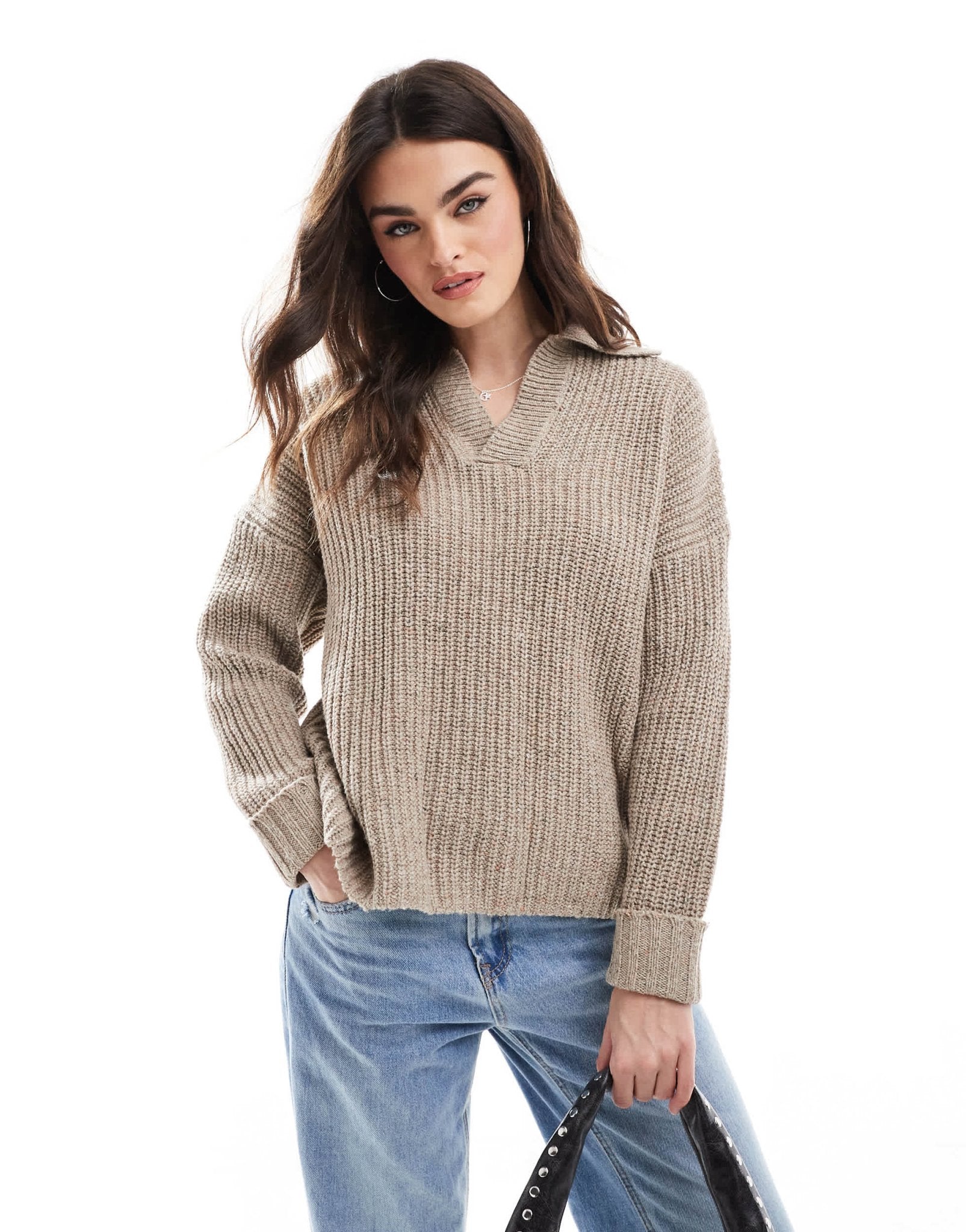 G - Star heavyweight knitted v neck jumper in beige - ASOS Sample Sale