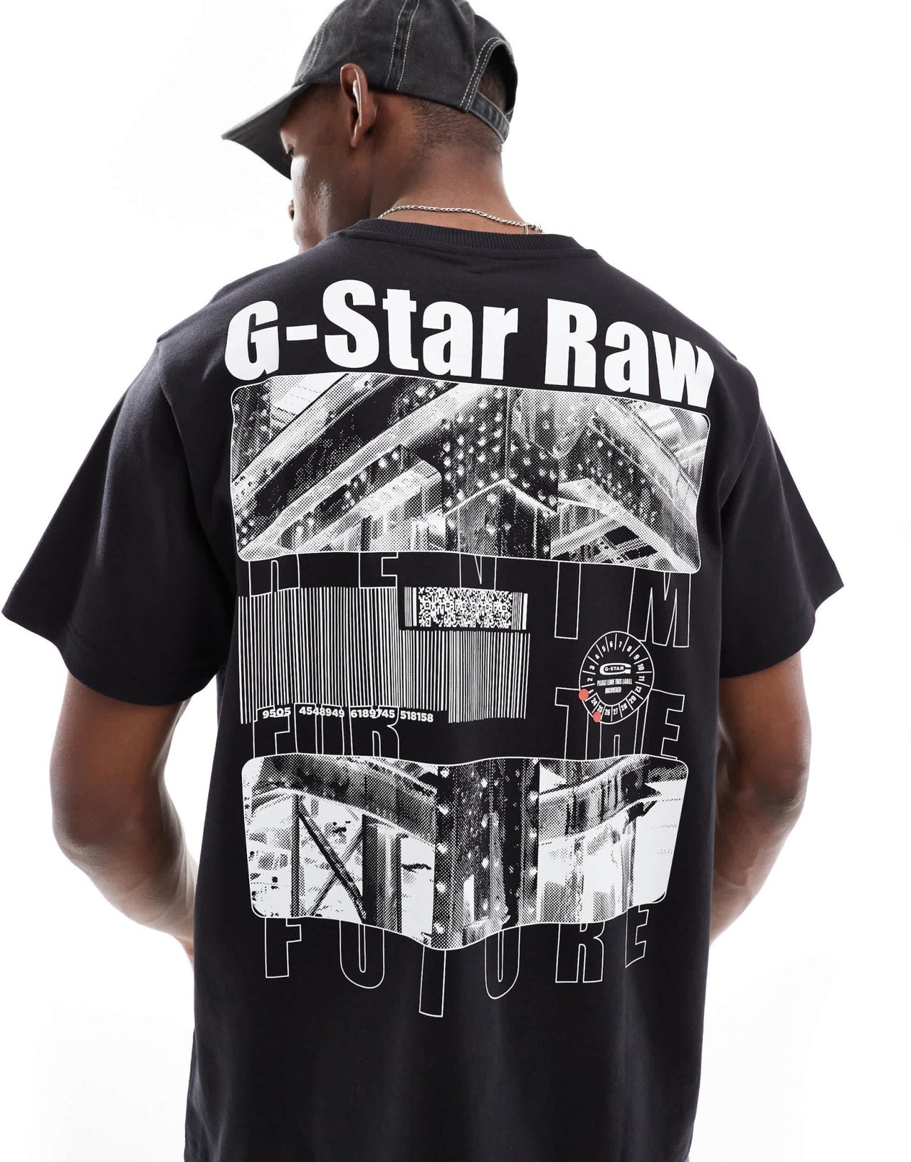 G - Star oversized t-shirt in black with barcode chest and back print - ASOS Sample Sale