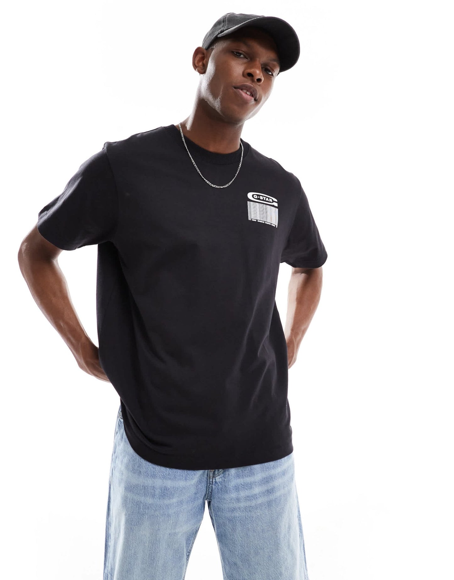 G - Star oversized t-shirt in black with barcode chest and back print - ASOS Sample Sale