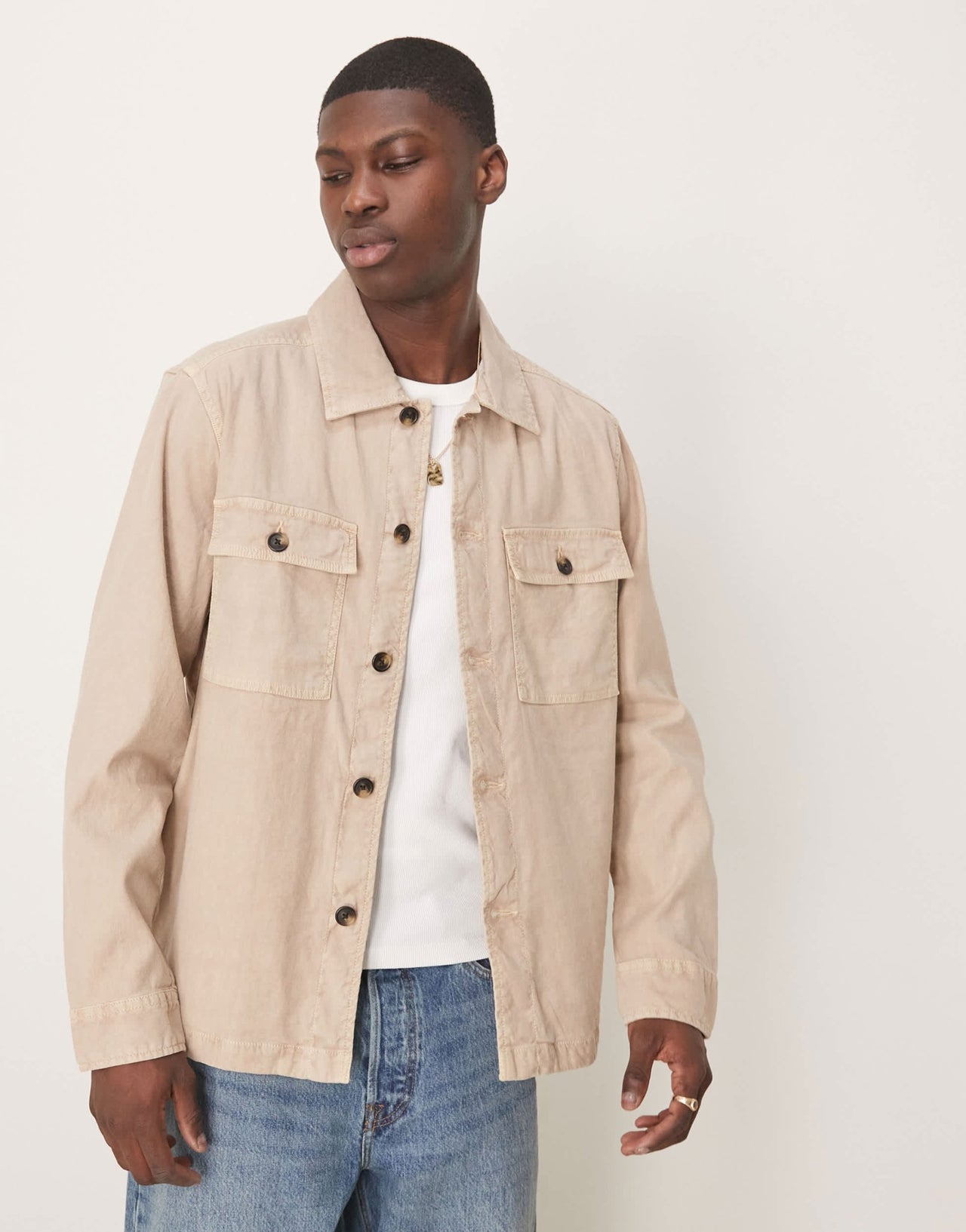 GANT 2 pocket linen/cotton overshirt in beige - ASOS Sample Sale