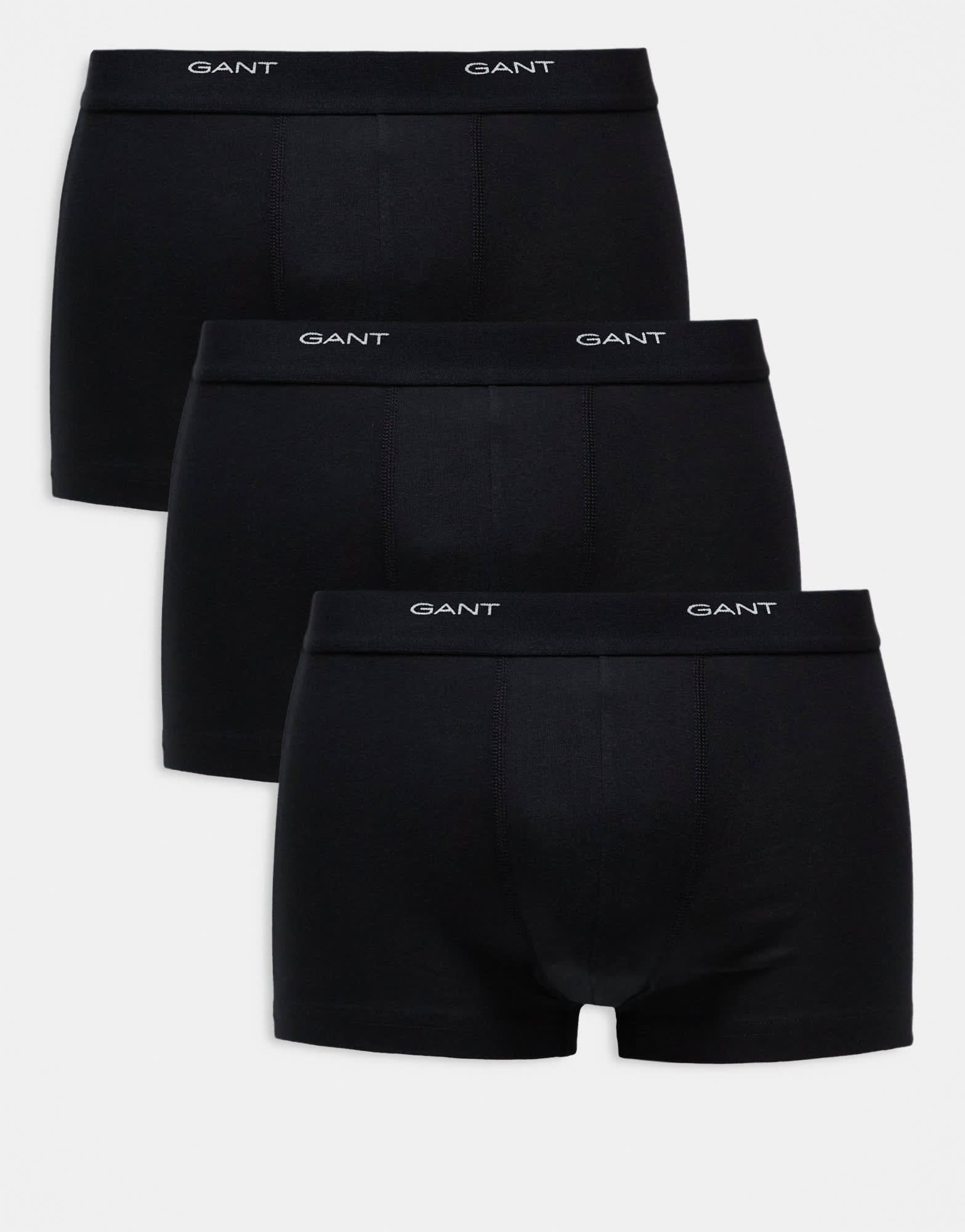 GANT 3 pack trunks with logo waistband in black - ASOS Sample Sale