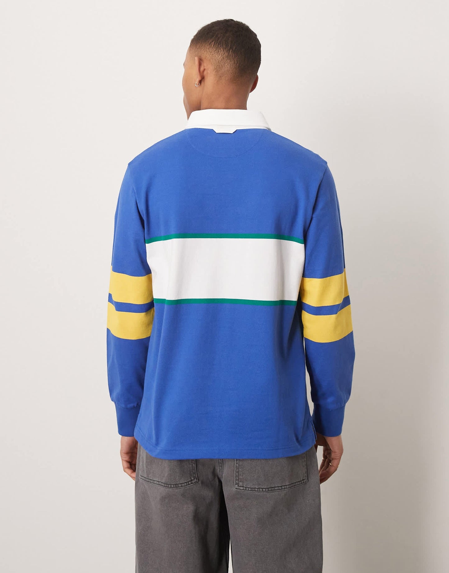 GANT logo chest stripe stripe heavyweight rugby polo in mid blue - ASOS Sample Sale