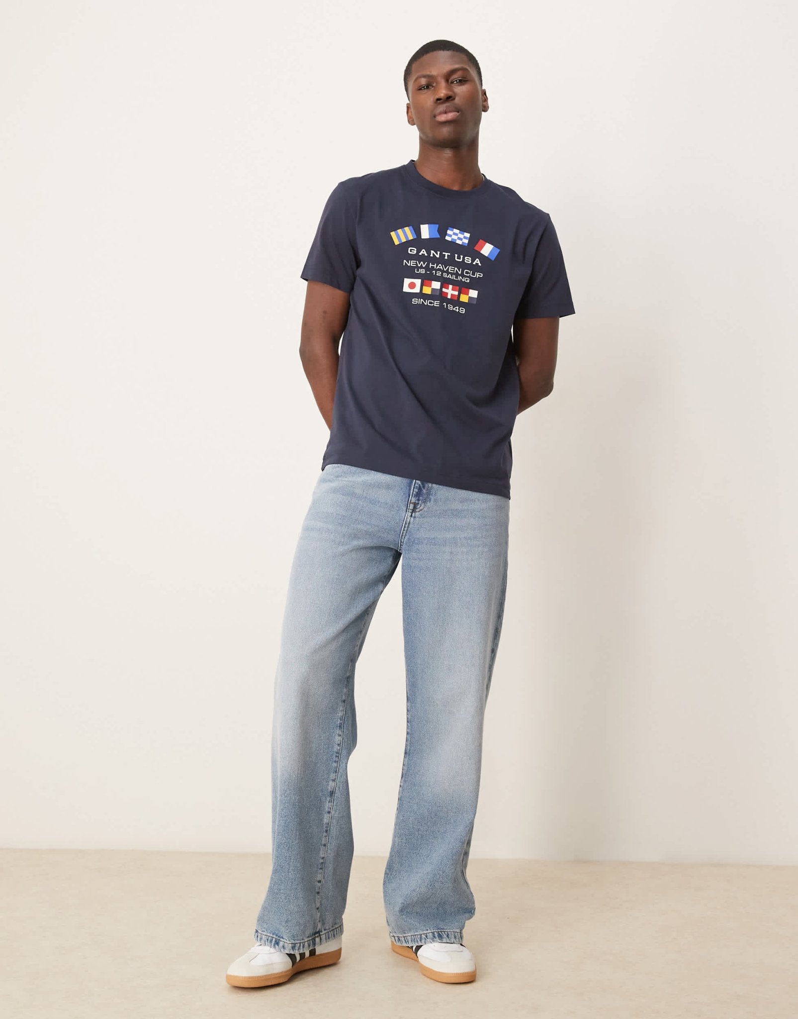 GANT USA flag logo print t-shirt in navy - ASOS Sample Sale