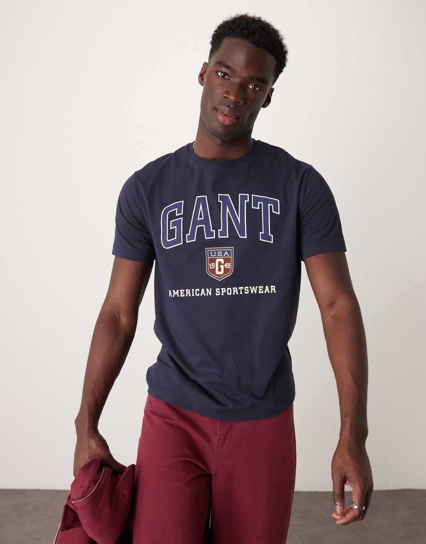 GANT varsity logo t-shirt in navy - ASOS Sample Sale